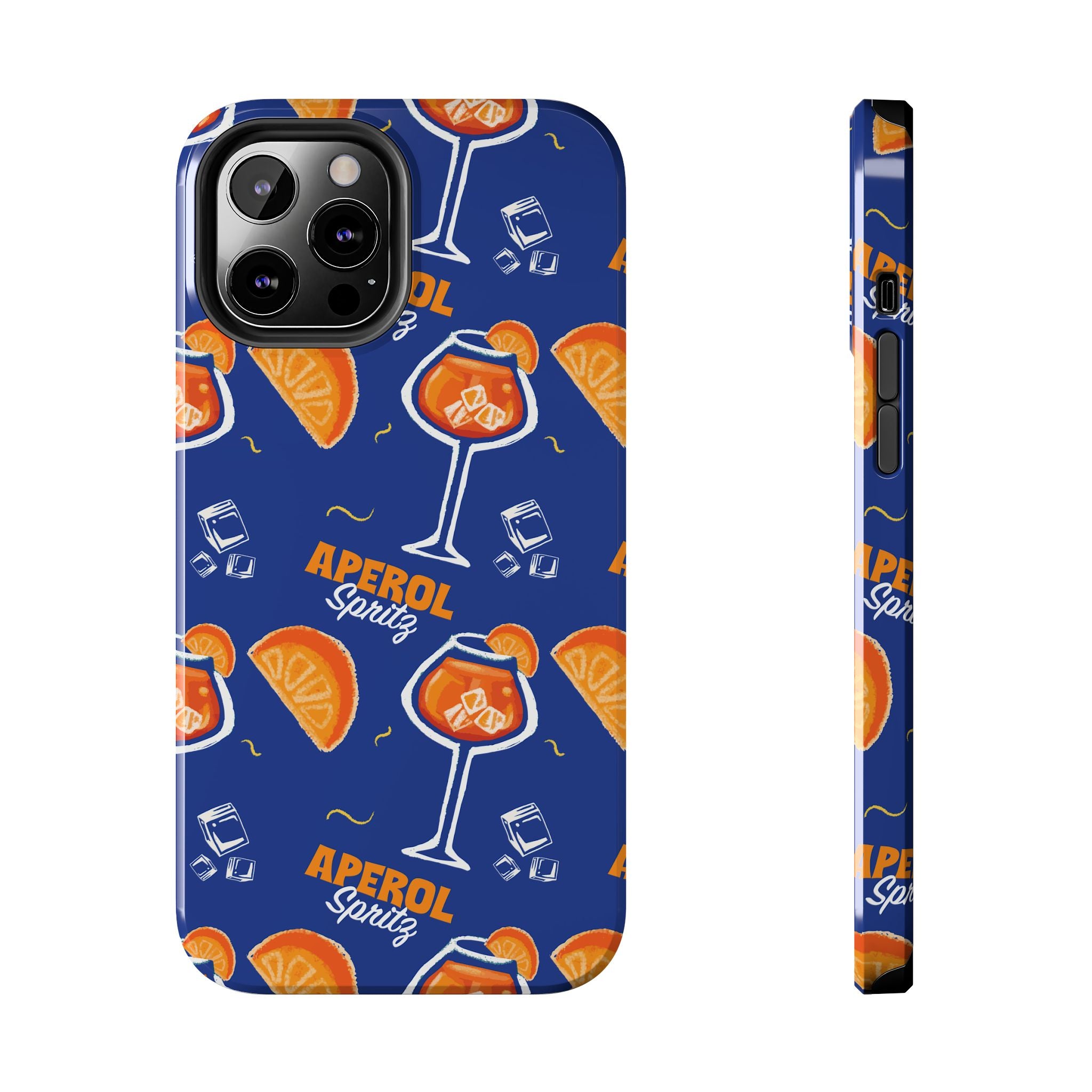 Aperol Spritz Tough Phone Case — Blue Cocktail Pattern Protective Cover
