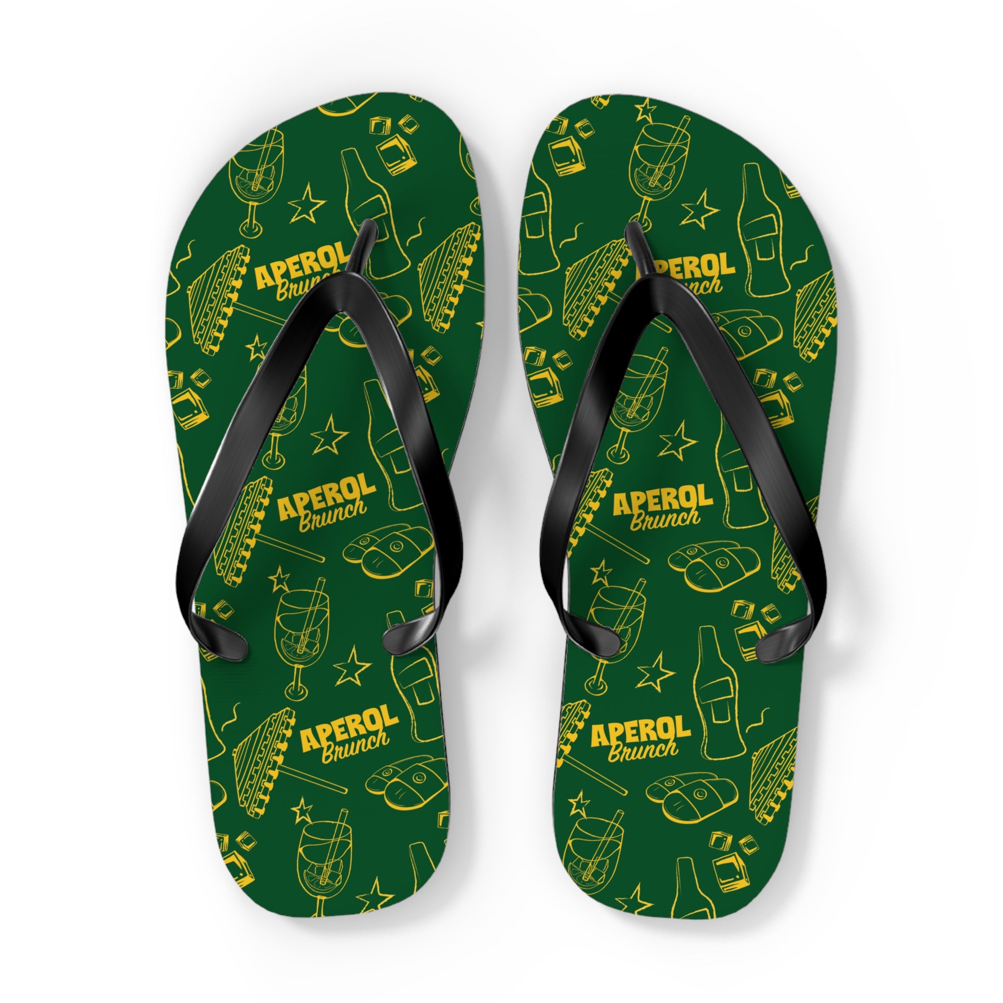 Aperol Brunch Flip Flops — Green Brunch Aperol Inspired Design