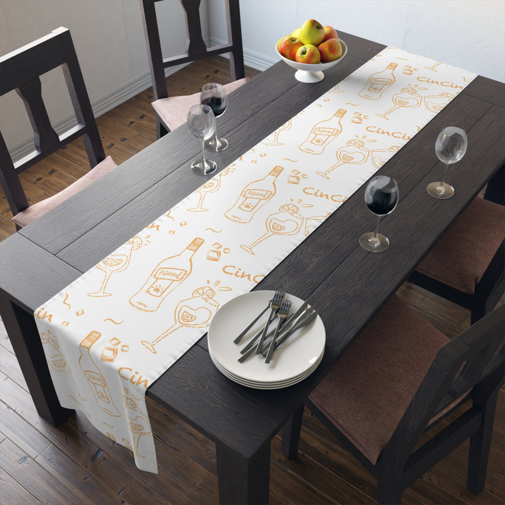 Cin Cin Spritz Table Runner — White Citrus Cocktail Pattern