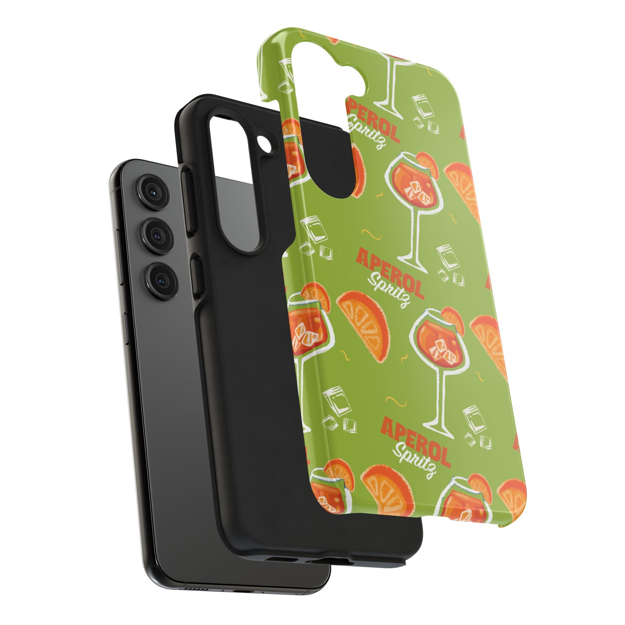 Aperol Spritz Tough Phone Case — Green Cocktail Pattern Phone Cover