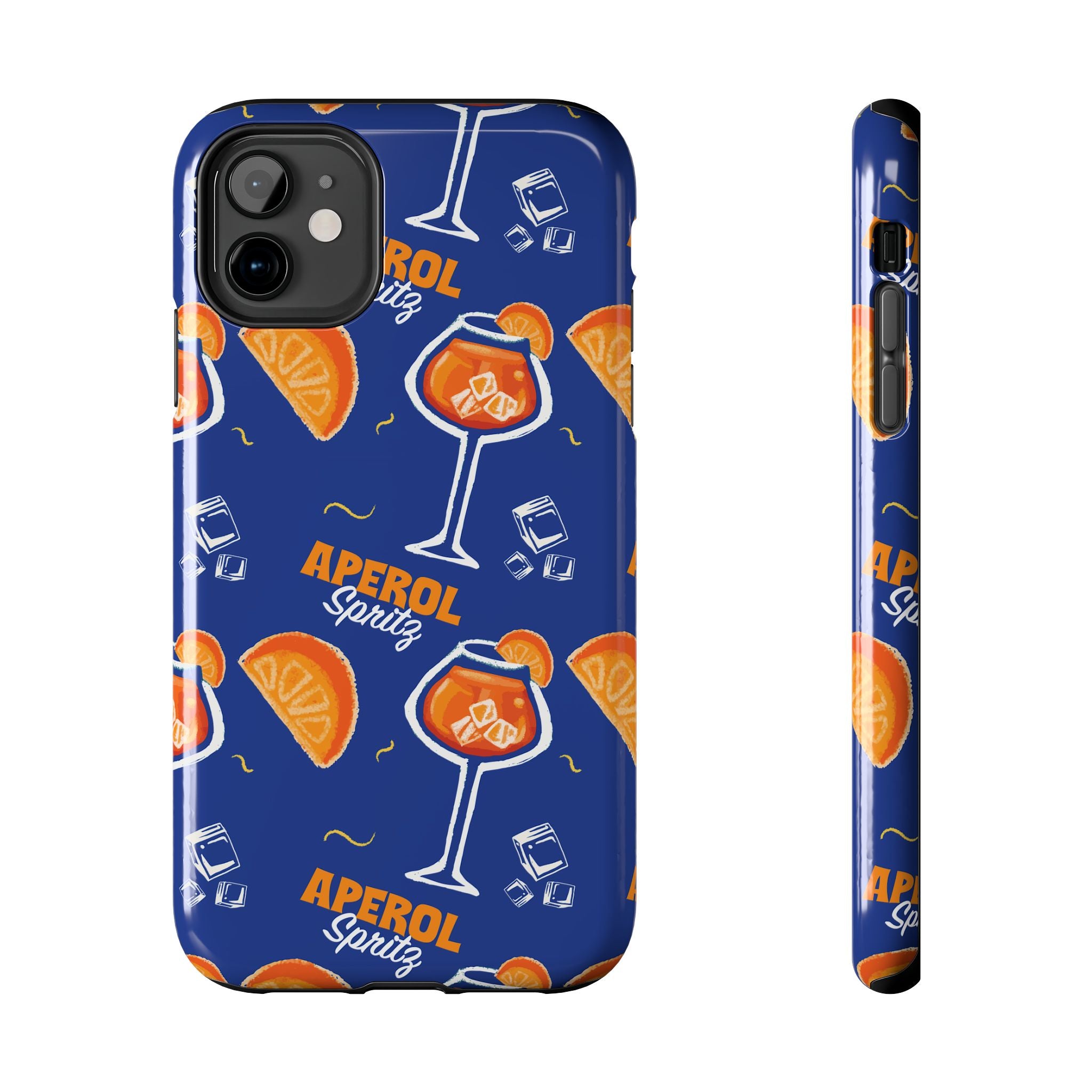 Aperol Spritz Tough Phone Case — Blue Cocktail Pattern Protective Cover