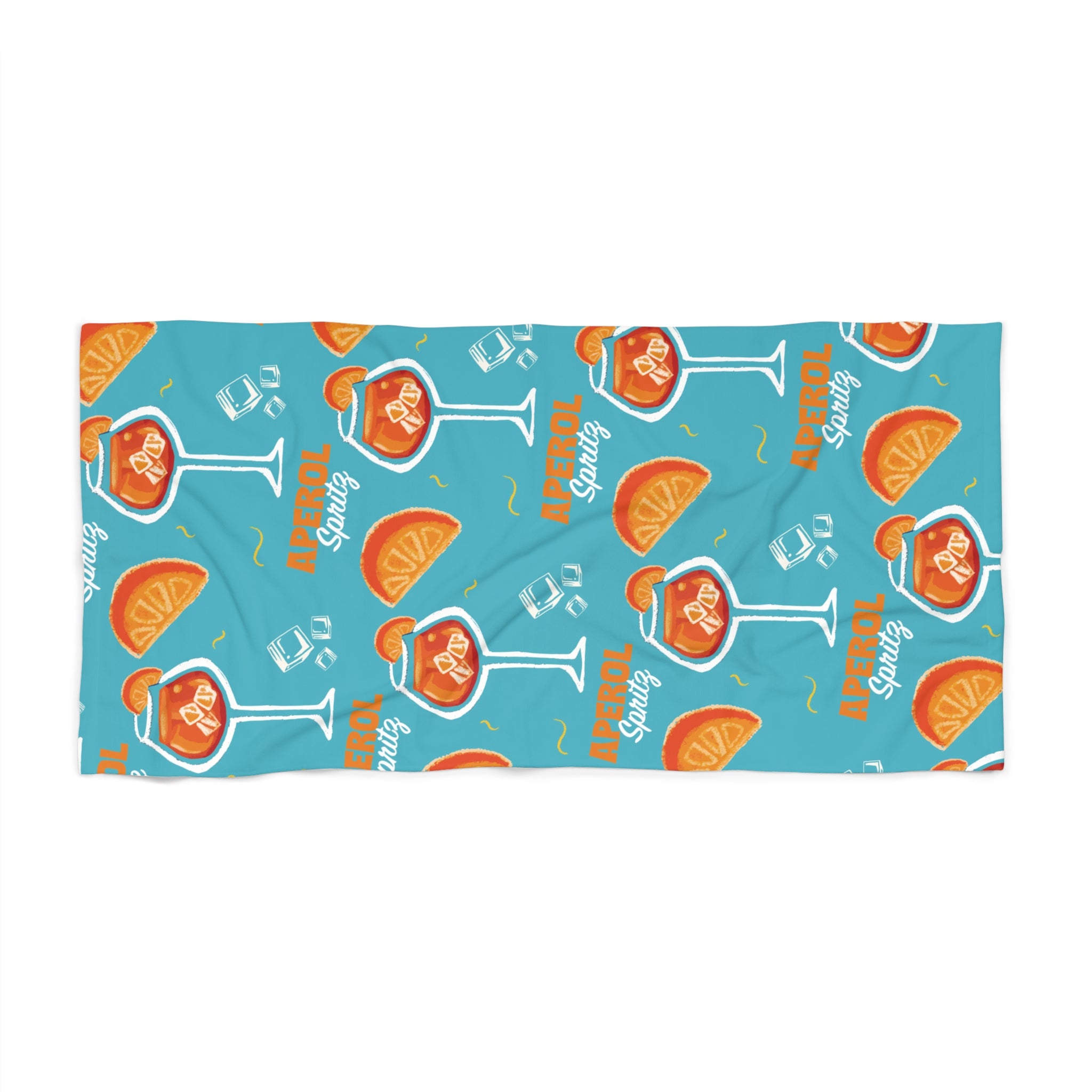 Aperol Spritz Pattern Beach Towel — Turquoise Aperol Inspired Design