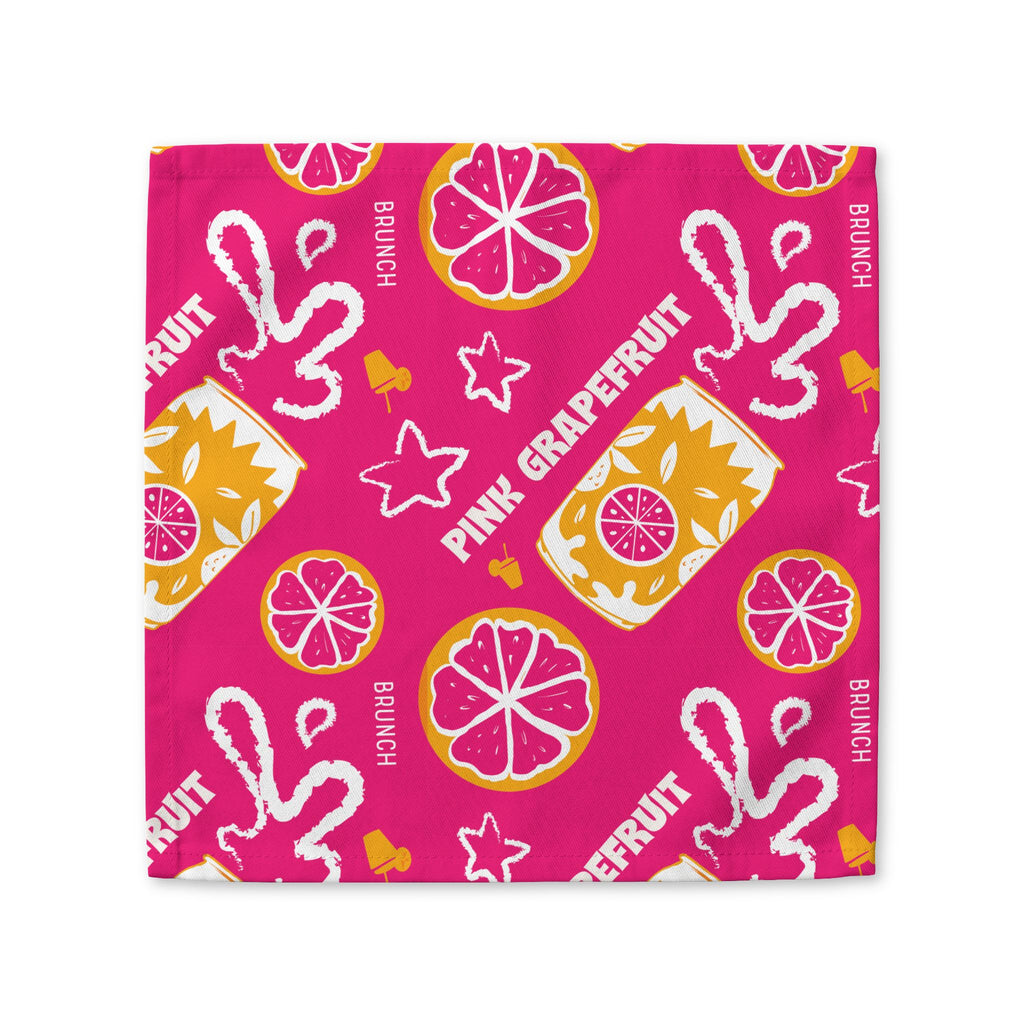 Pink Grapefruit Cotton Twill Napkin — Bright Citrus Table Decor