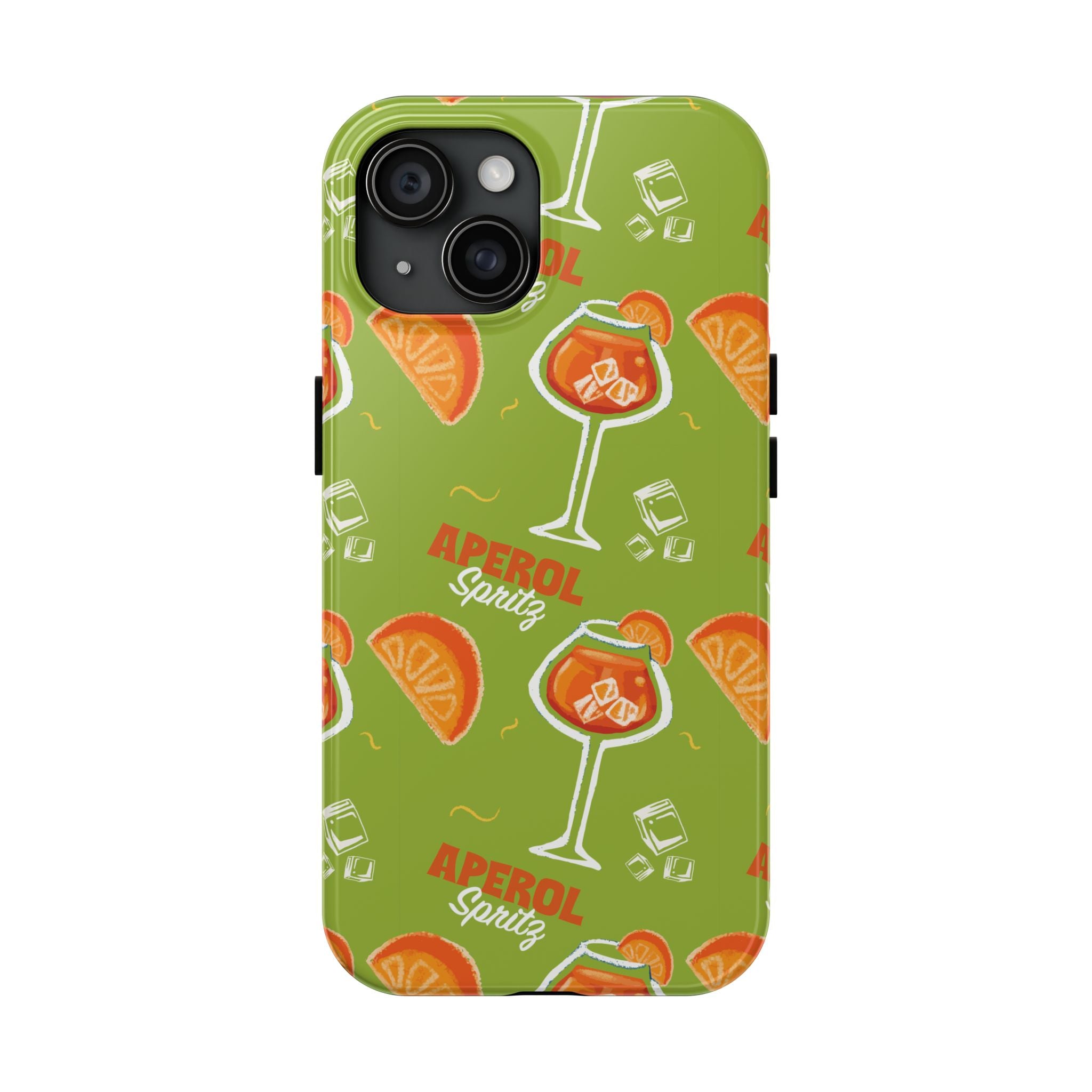 Aperol Spritz Tough Phone Case — Green Cocktail Pattern Phone Cover