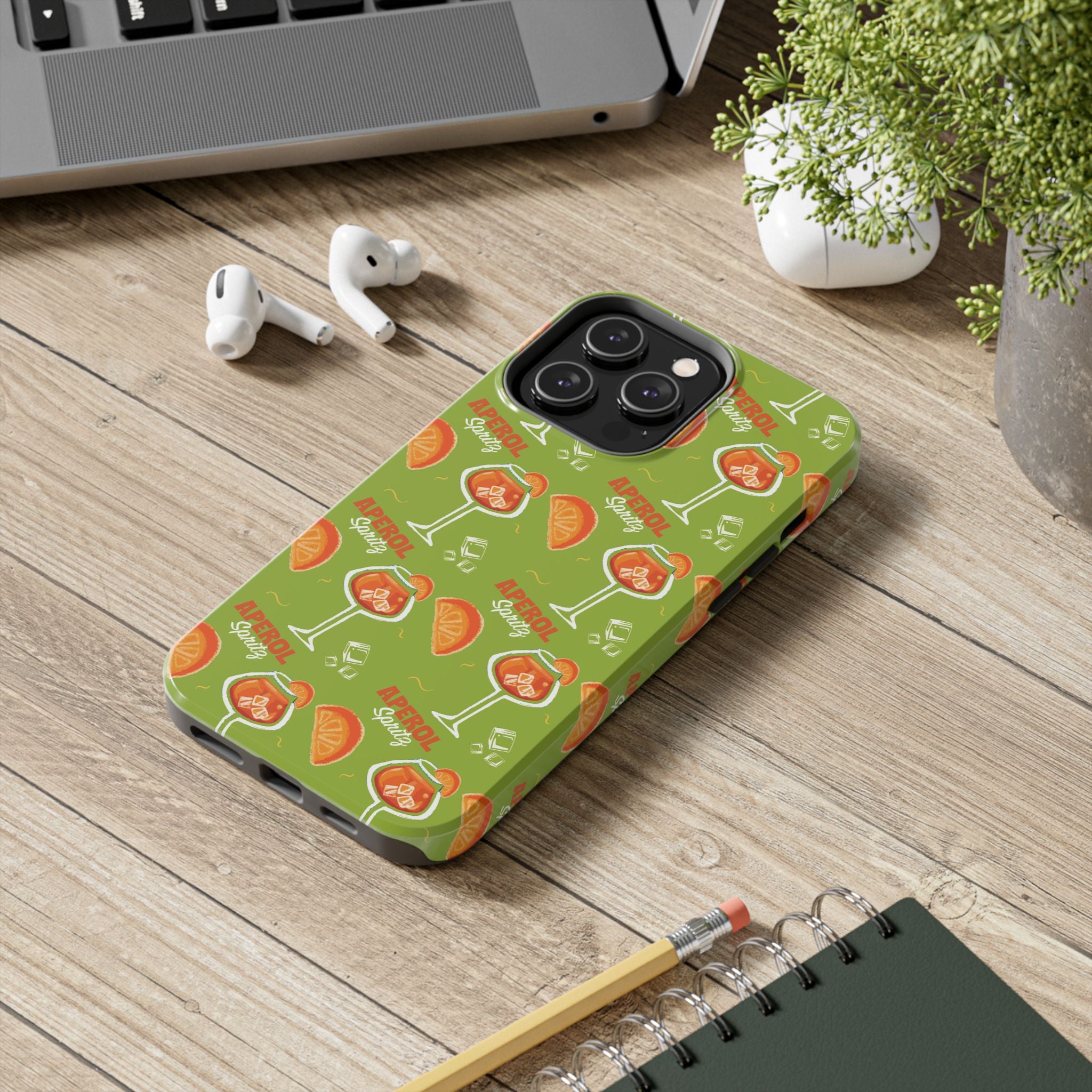 Aperol Spritz Pattern Tough Phone Case — Green Spritz Collection Inspired Design