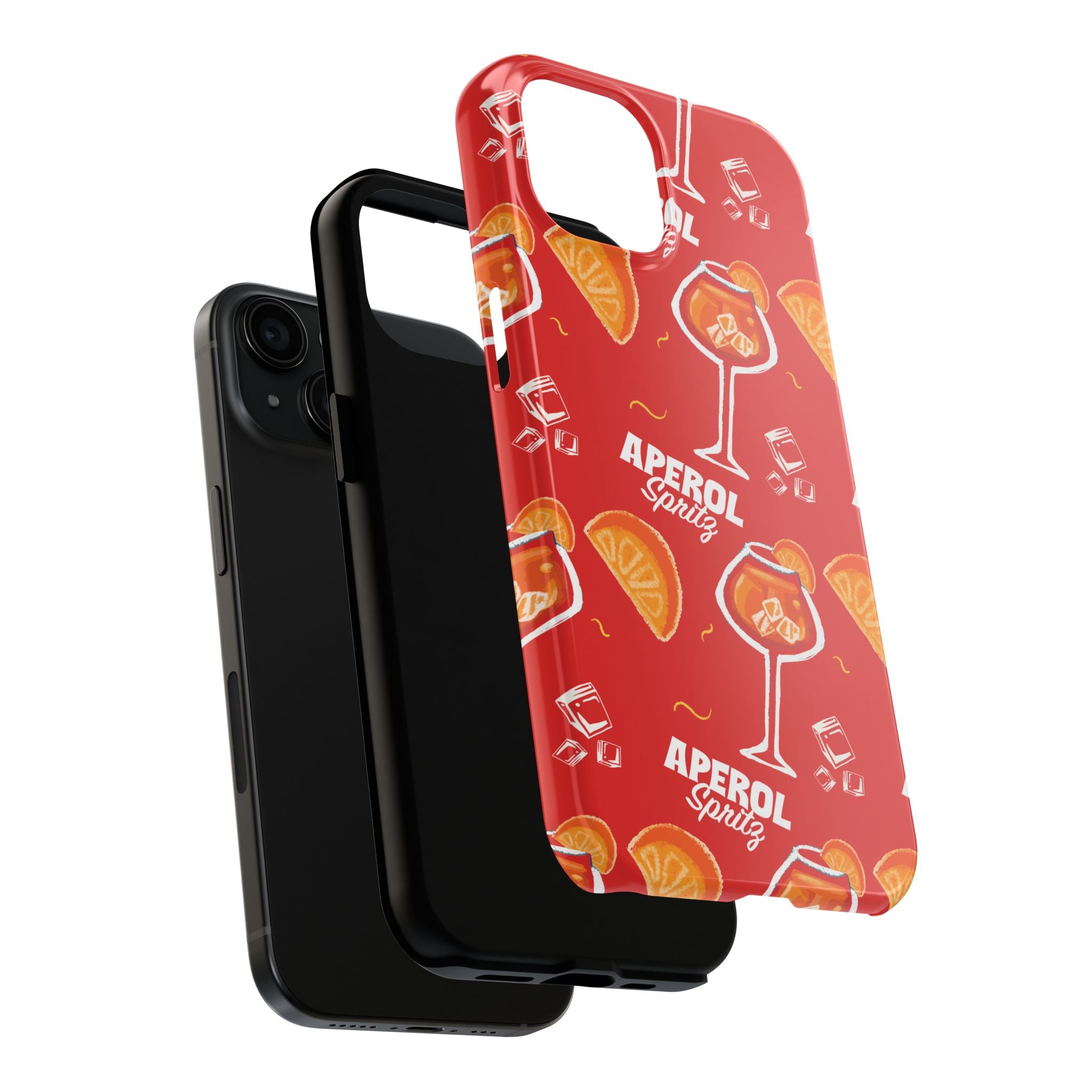Aperol Spritz Tough Phone Case — Red Cocktail Pattern Protective Cover