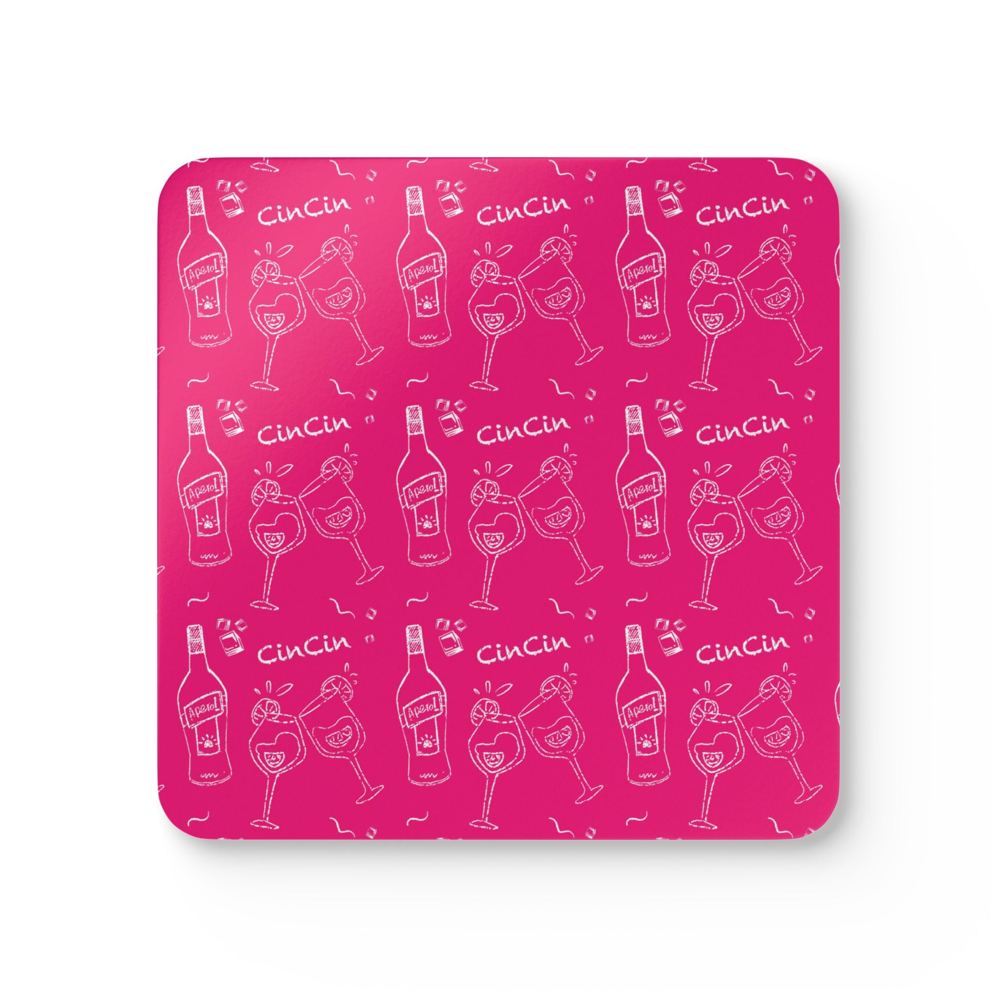Cin Cin Corkwood Coaster Set (4-Pack) – Pink Cin Cin Collection Inspired Design