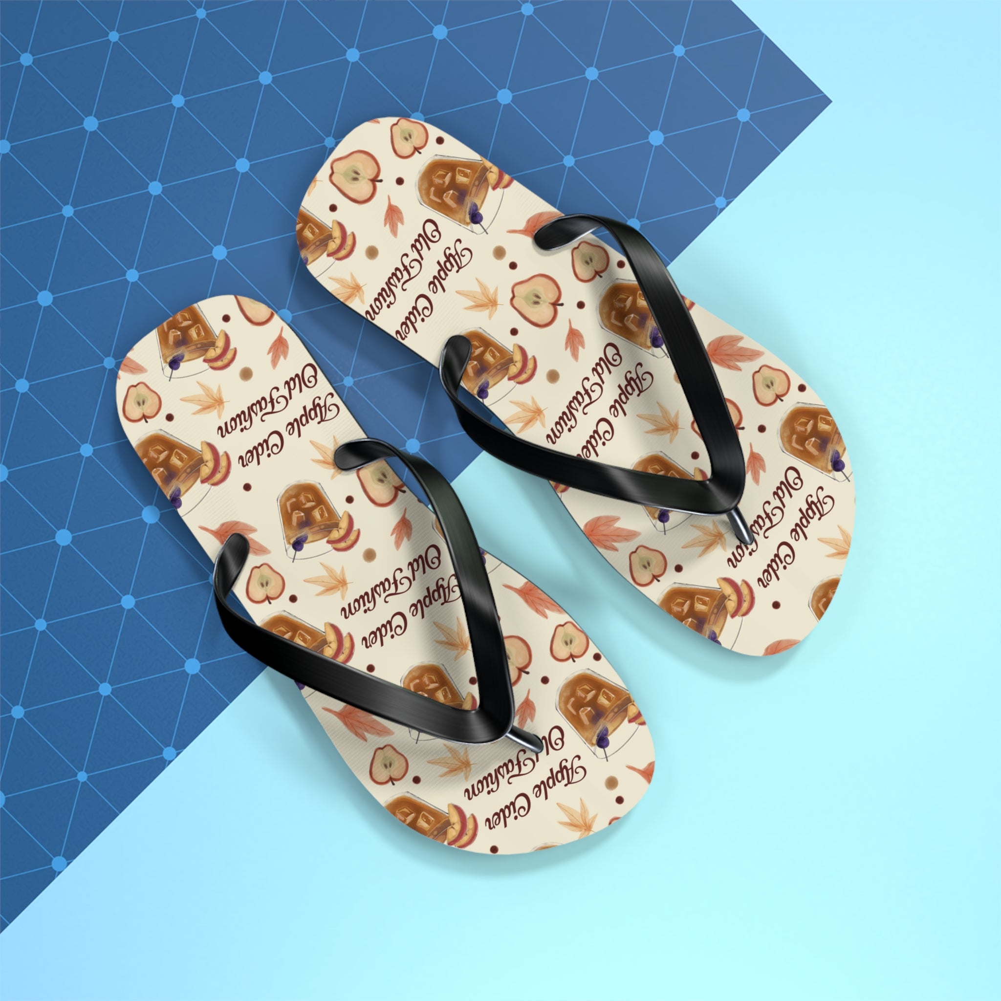 Apple Cider Old Fashioned Flip Flops — Beige Apple Cider Collection Inspired Design