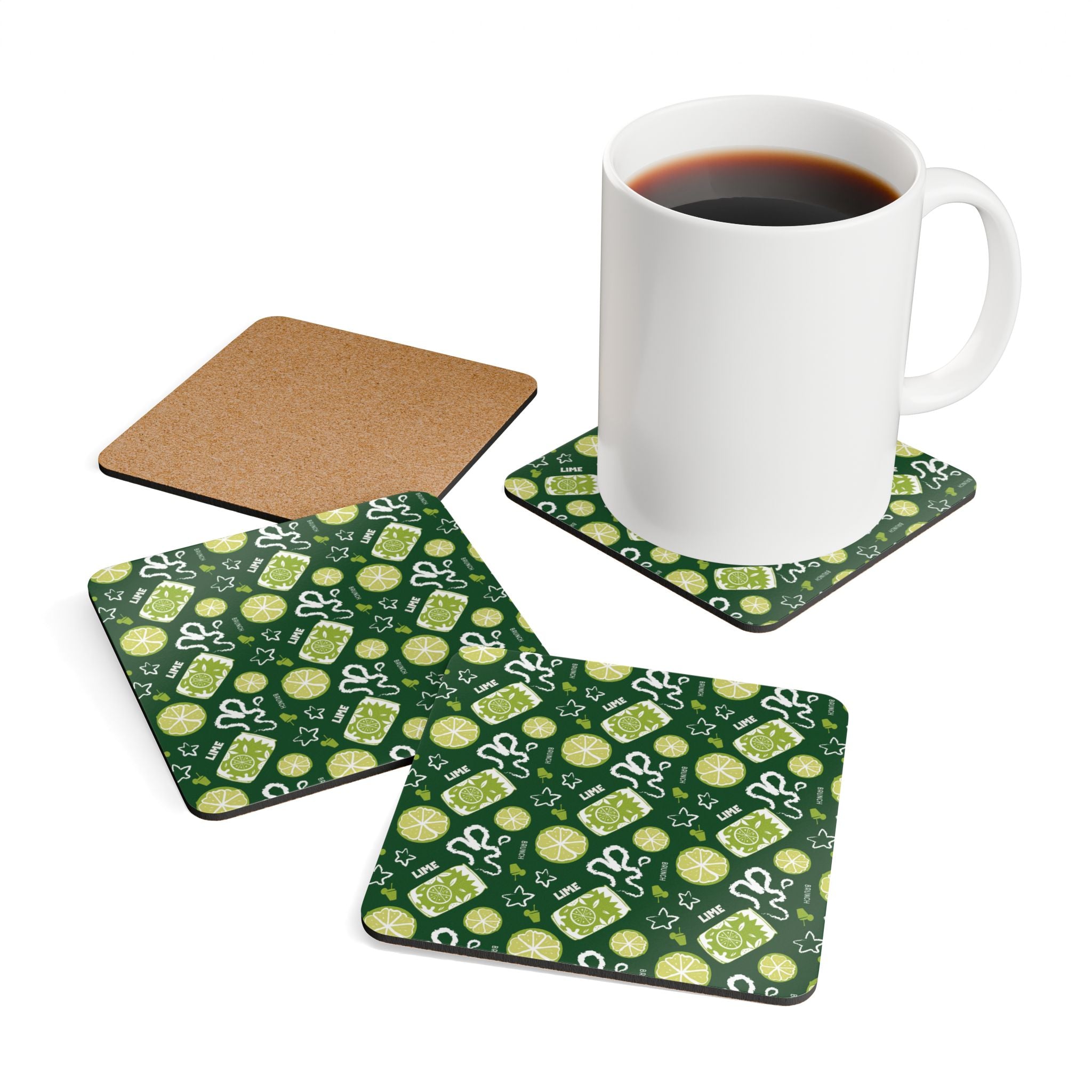 Lime Fruit Brunch Corkwood Coaster Set (4-Pack) – Lime Brunch Collection Inspired Design