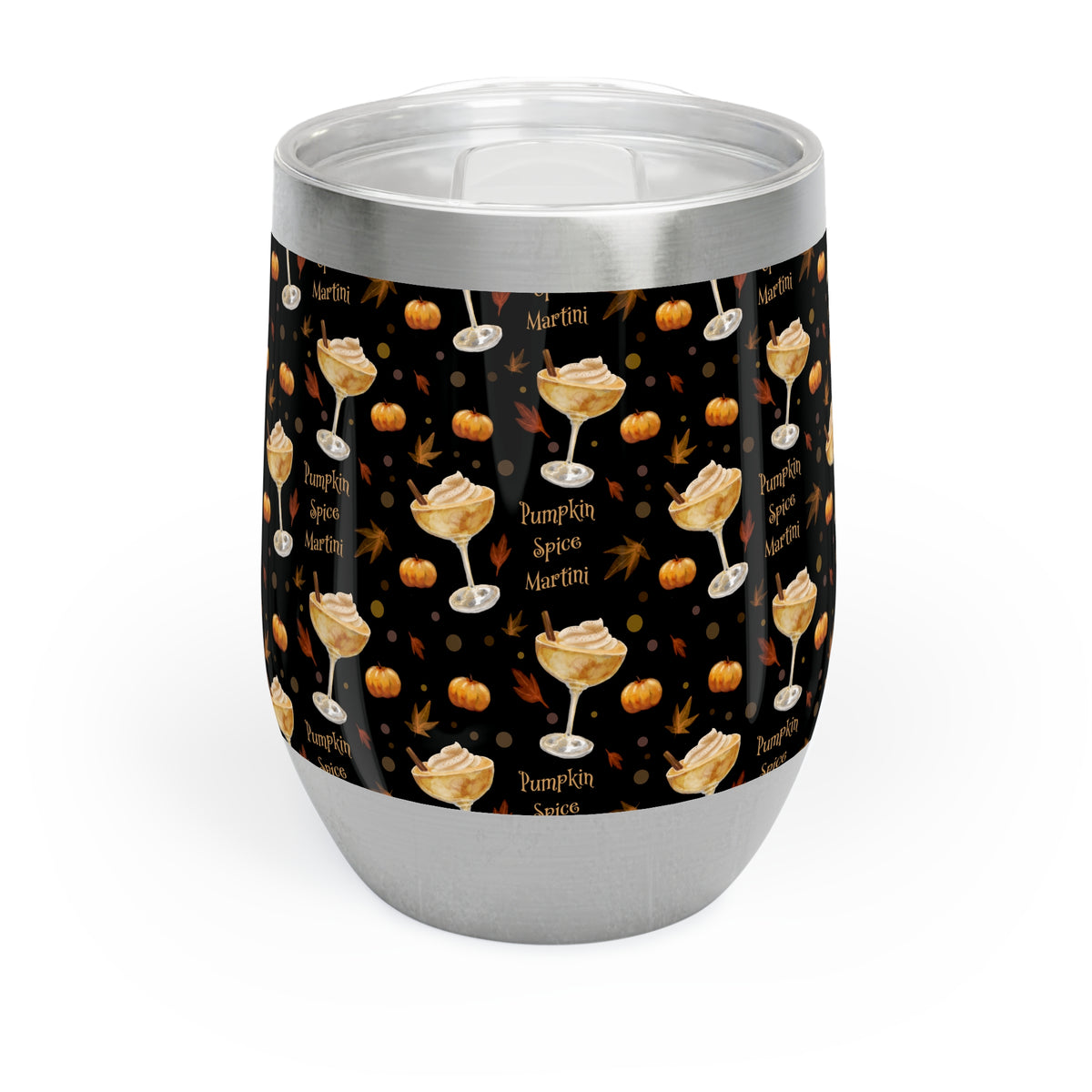 Pumpkin Spice Martini 12oz Wine Tumbler  — Black Pumpkin Collection Inspired Design