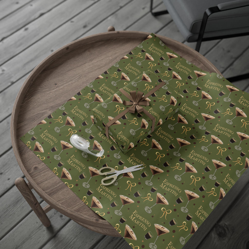 Espresso Martini Wrapping Paper Roll — Olive Green Espresso Collection Inspired Design