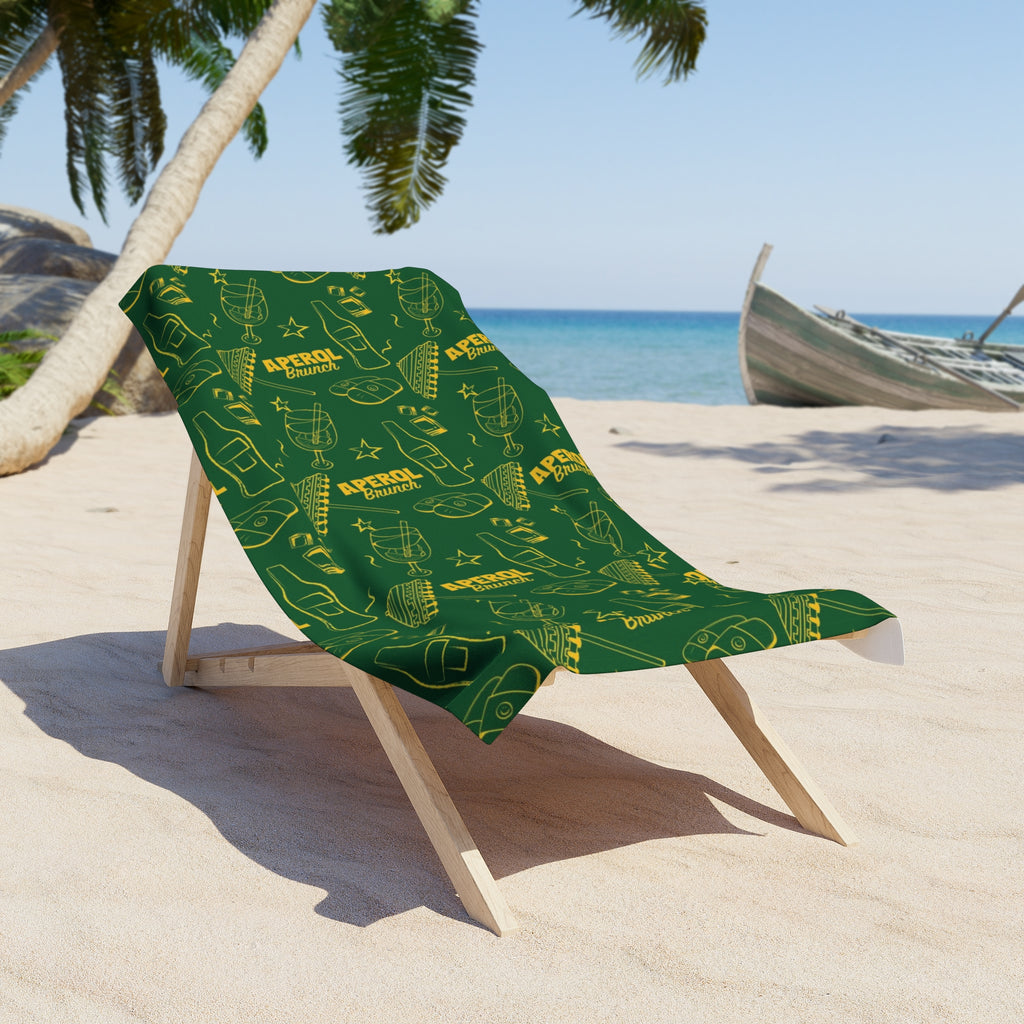 Aperol Brunch Beach Towel – Tropical Green Summer Towel