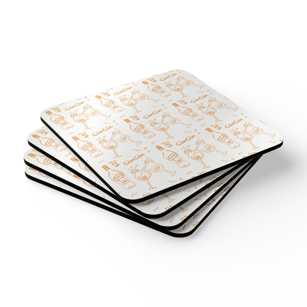 Cin Cin Corkwood Coaster Set (4-Pack) – White Cin Cin Brunch Collection Inspired Design