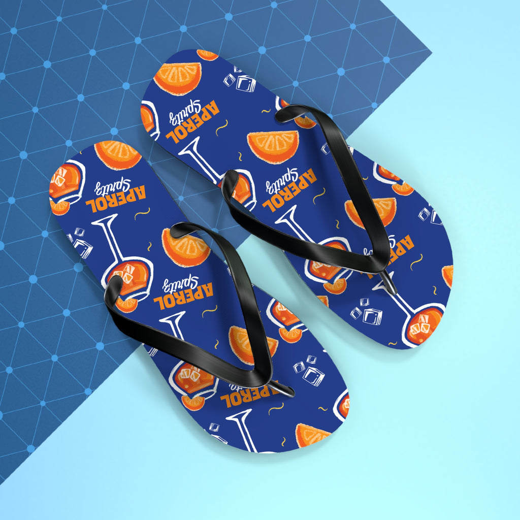 Aperol Spritz Flip Flops — Summer Cocktail Pattern Beach Sandals