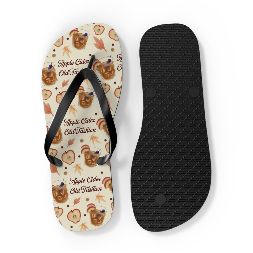 Apple Cider Old Fashioned Flip Flops — Beige Apple Cider Collection Inspired Design