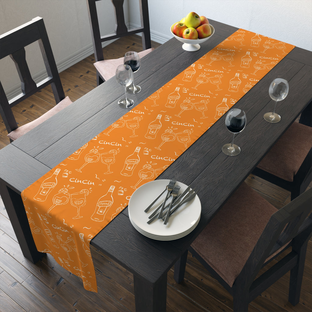 Cin Cin Spritz Table Runner — Orange Citrus Cocktail Pattern