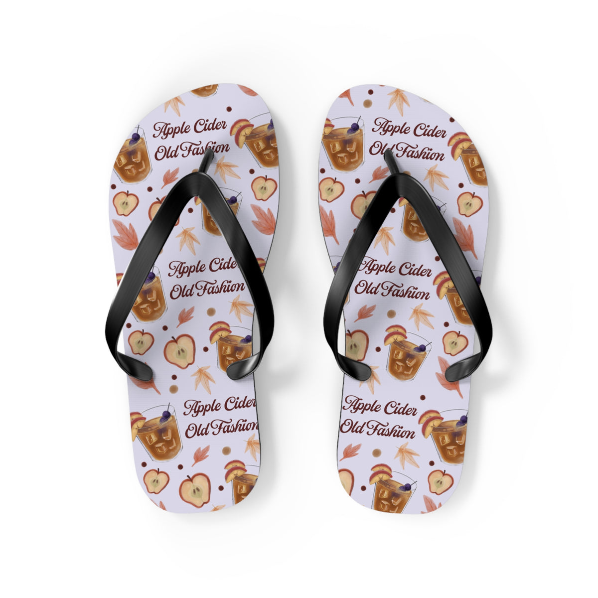 Apple Cider Old Fashioned Flip Flops — Light Violet Apple Cider Collection Inspired Design