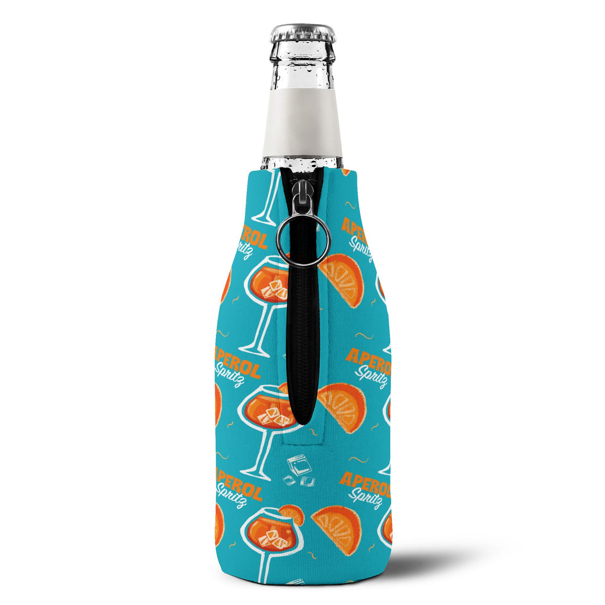 Aperol Spritz Zip-Up Bottle Cooler Sleeve — Turquoise Spritz Collection Inspired Design