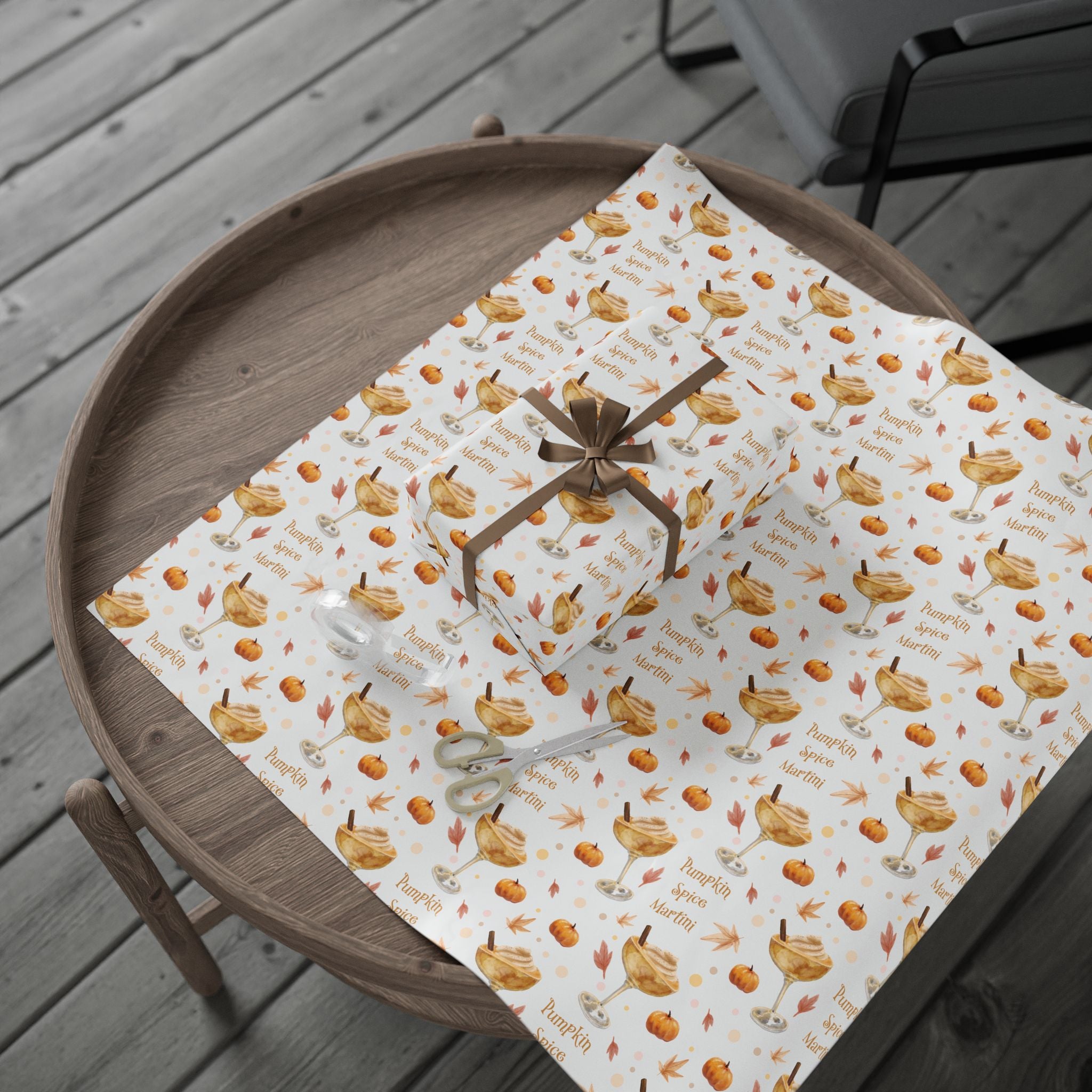 Pumpkin Spice Martini Wrapping Paper Roll – White Pumpkin Collection Inspired Design