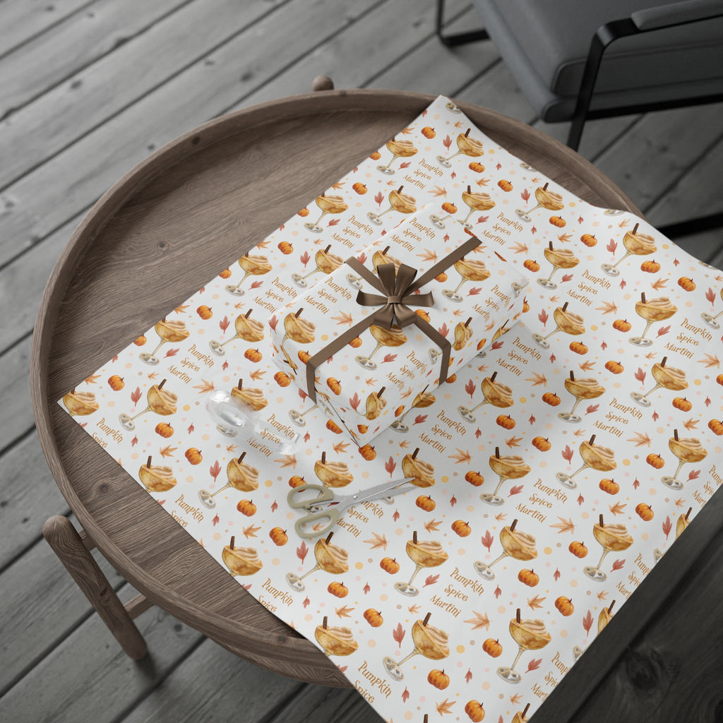 Pumpkin Spice Martini Wrapping Paper Roll – White Pumpkin Collection Inspired Design