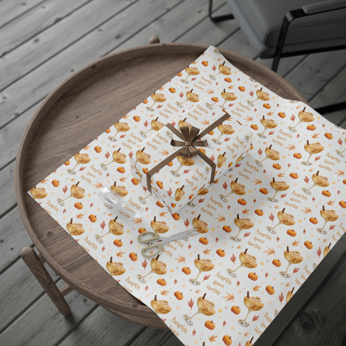 Pumpkin Spice Martini Wrapping Paper Roll – White Pumpkin Collection Inspired Design