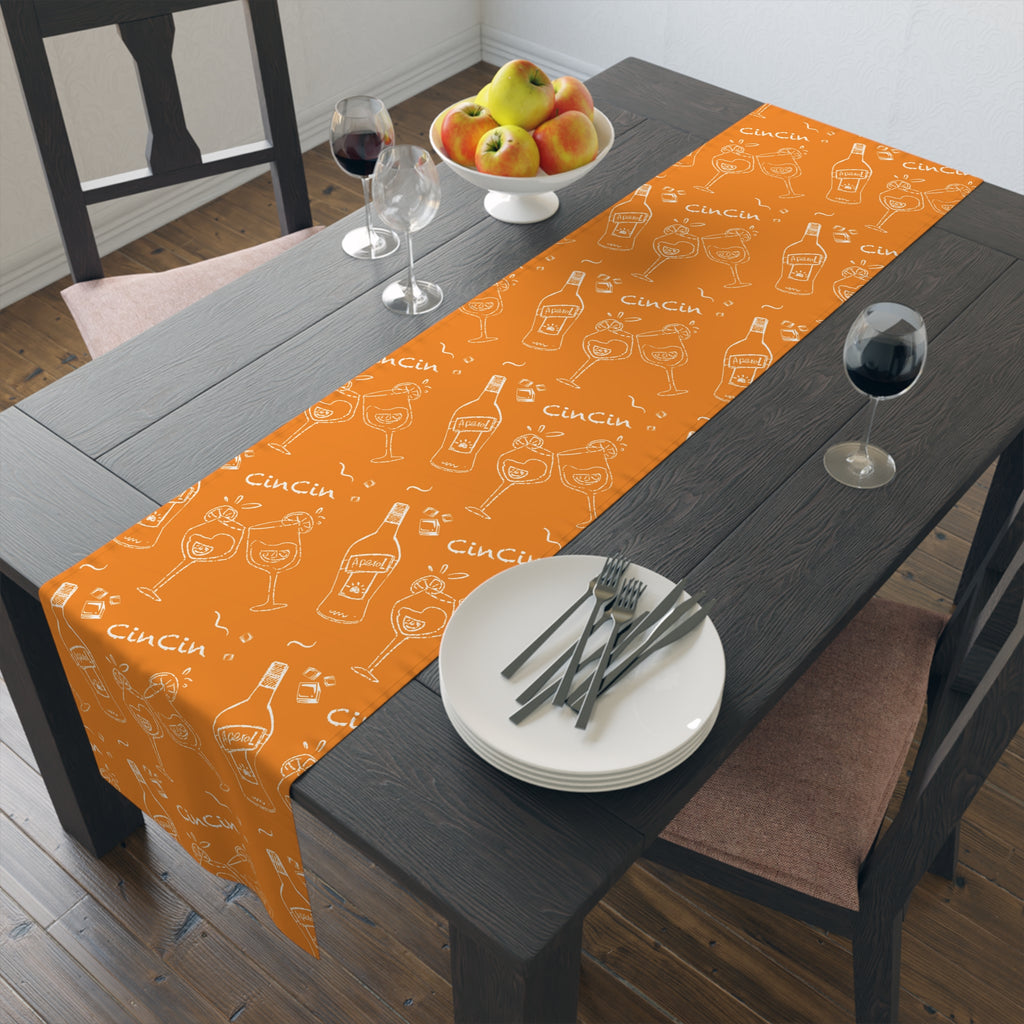Cin Cin Spritz Table Runner — Orange Citrus Cocktail Pattern