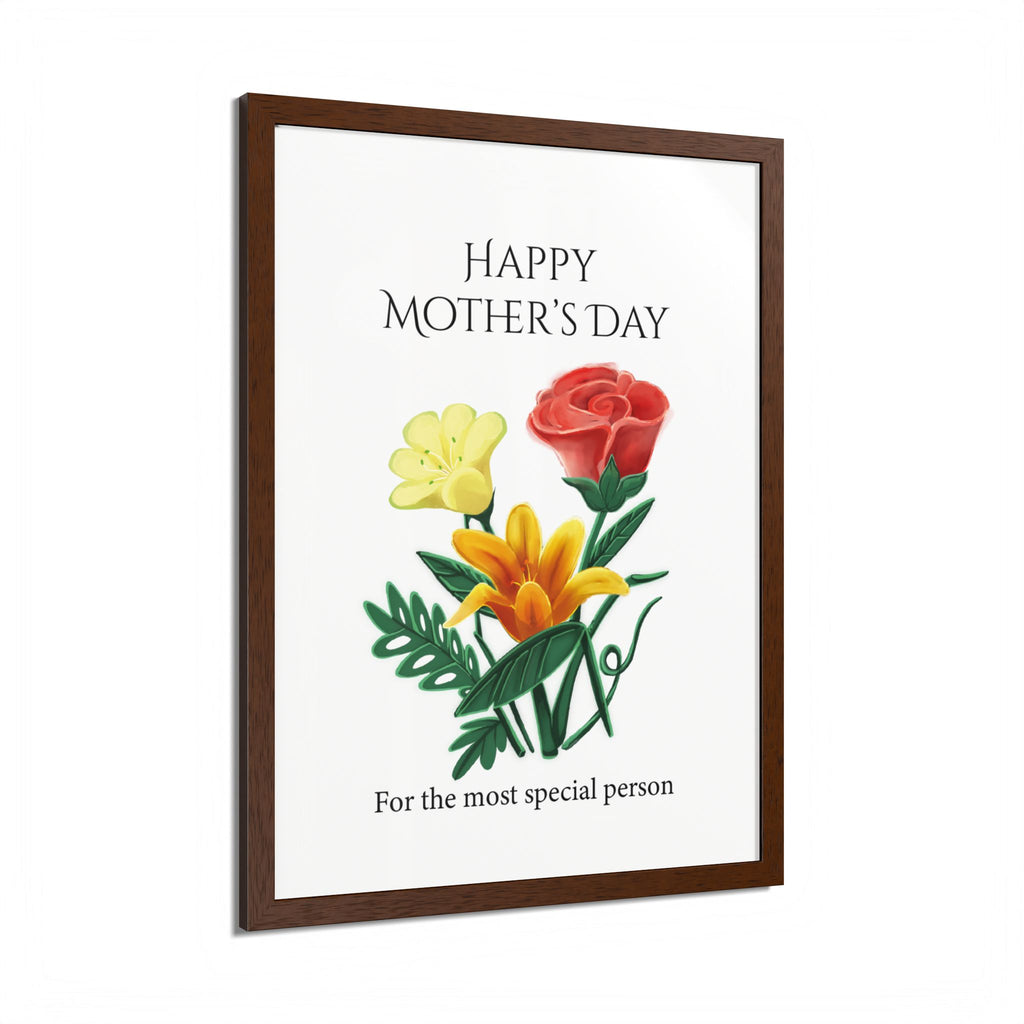 Mother’s Day Framed Floral Poster – Happy Mother’s Day Wall Art for Mom | Floral Gift Decor
