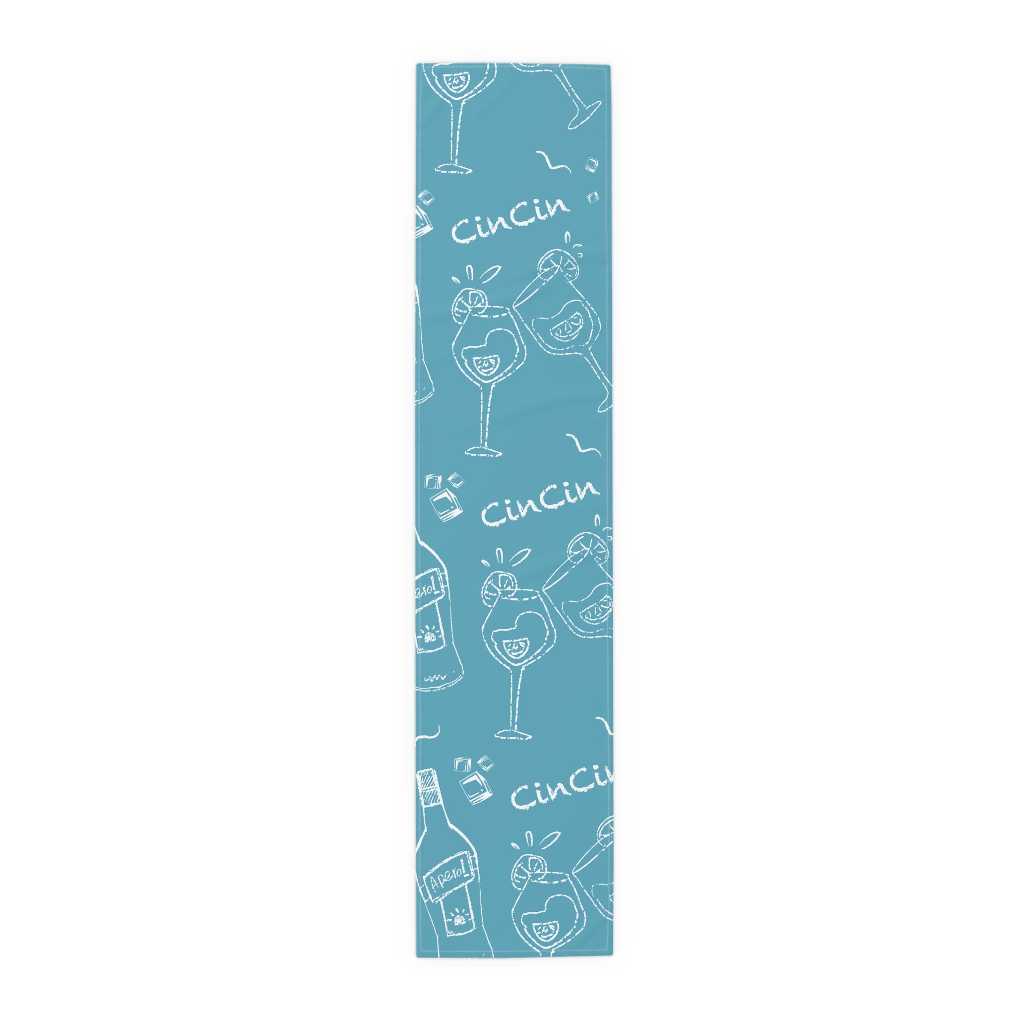 Cin Cin Spritz Table Runner — Turquoise Aperol Inspired Design