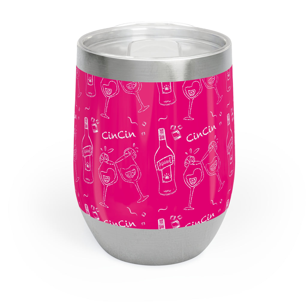 Cin Cin Cocktail Pattern Wine Tumbler — Pink Aperol Inspired Design