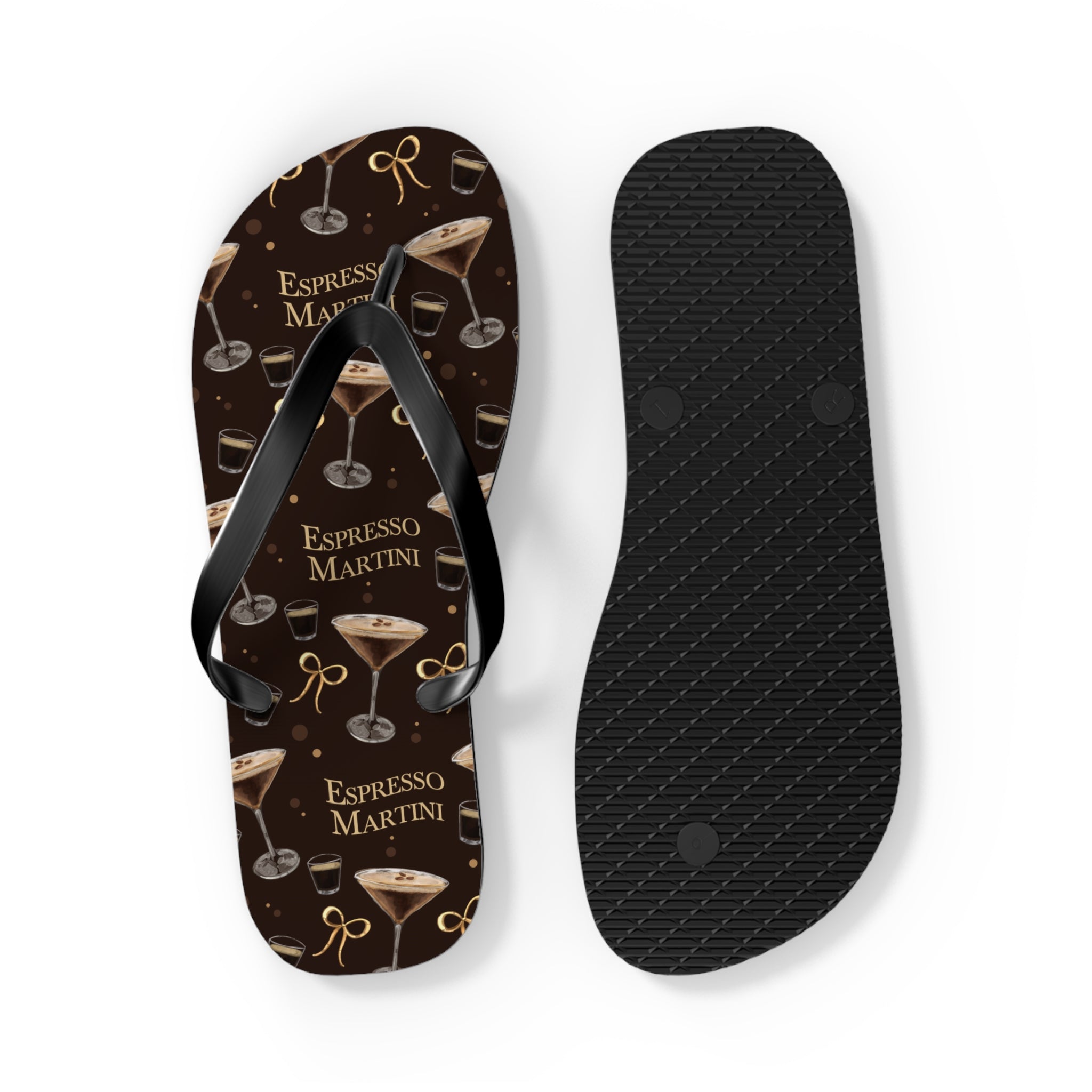 Espresso Martini Flip Flops — Dark Brown Espresso Collection Inspired Design