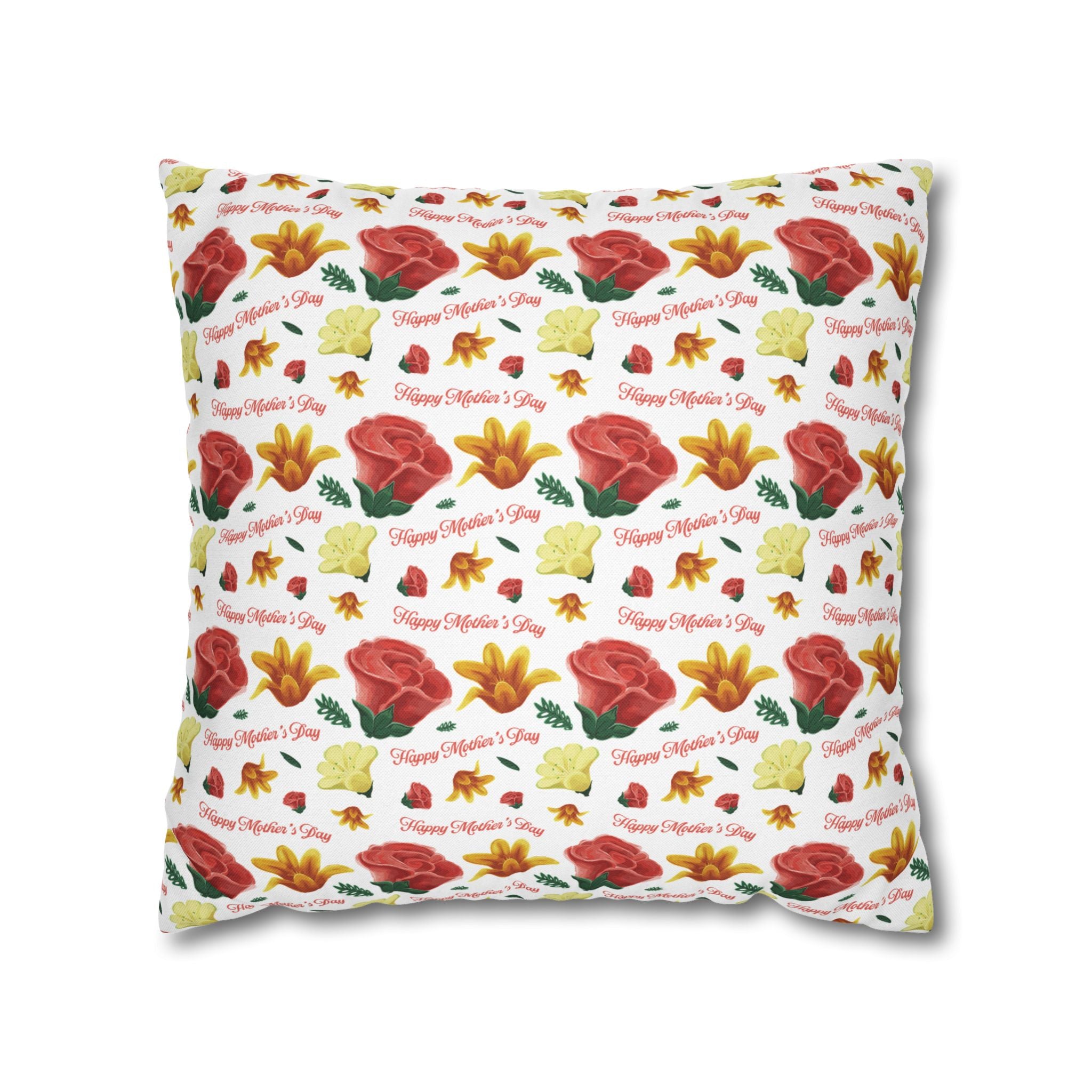 Gift for Mom Floral Throw Pillow Cover – Mother’s Day Botanical Cushion | Spring Home Decor