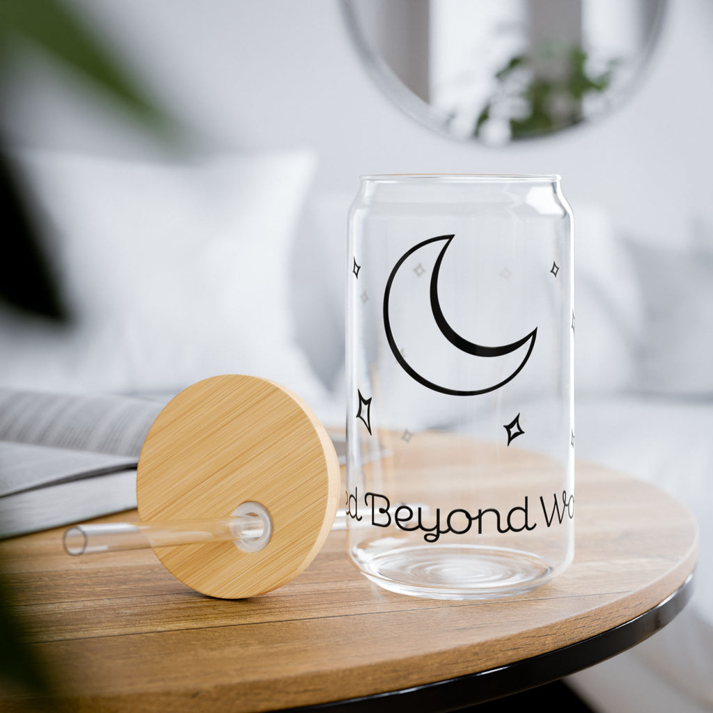 Moon & Stars 16oz Sipper Glass – Celestial Gift Cup | Loved Beyond Words Glass Can