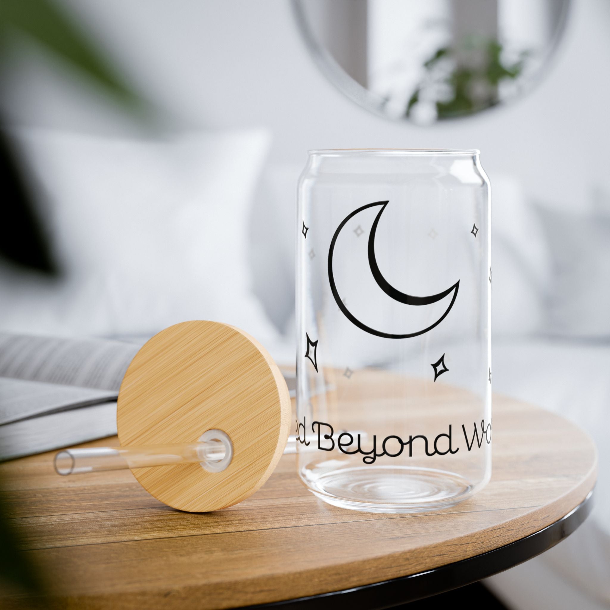 Moon & Stars 16oz Sipper Glass – Celestial Gift Cup | Loved Beyond Words Glass Can