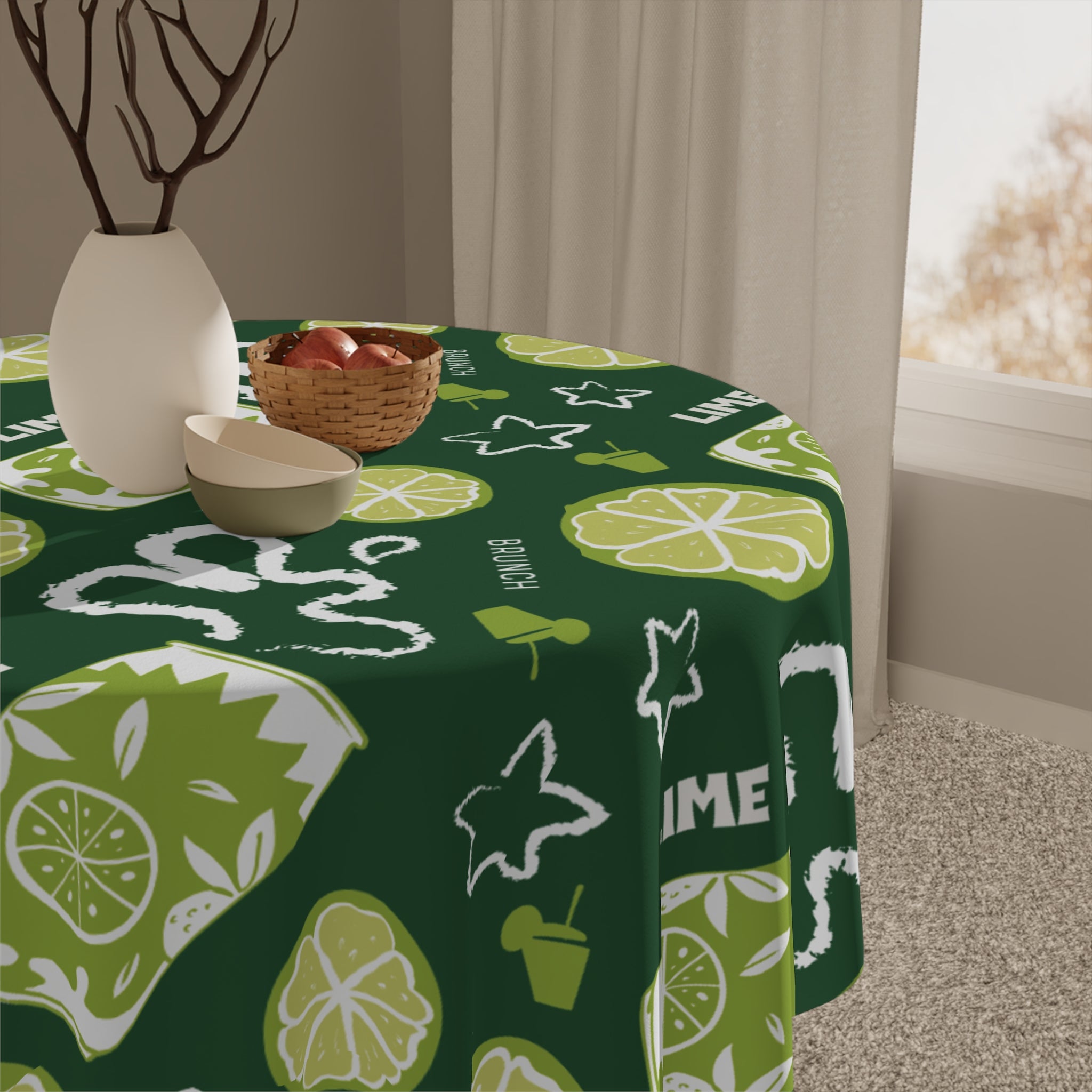 Lime Fruit Brunch Collection Tablecloth — Green Aperol Inspired Design