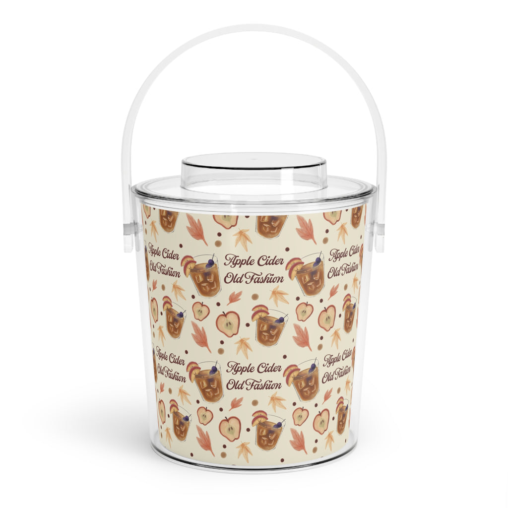 Apple Cider Old Fashioned Ice Bucket with Tongs  — Beige Apple Cider Collection Inspired Design
