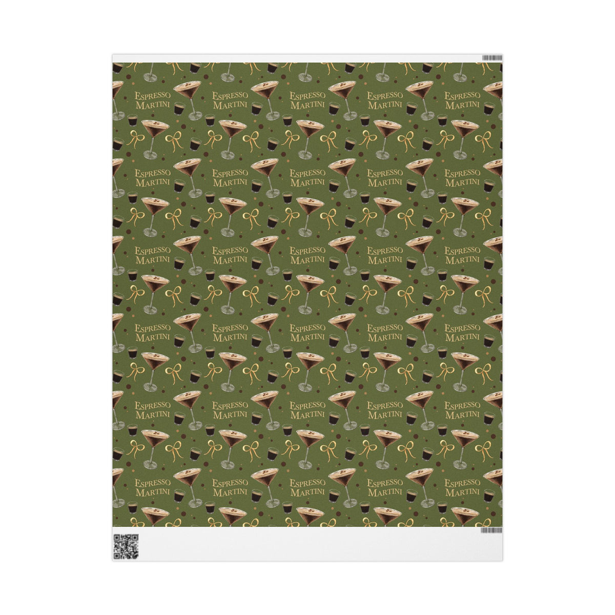 Espresso Martini Wrapping Paper Roll — Olive Green Espresso Collection Inspired Design