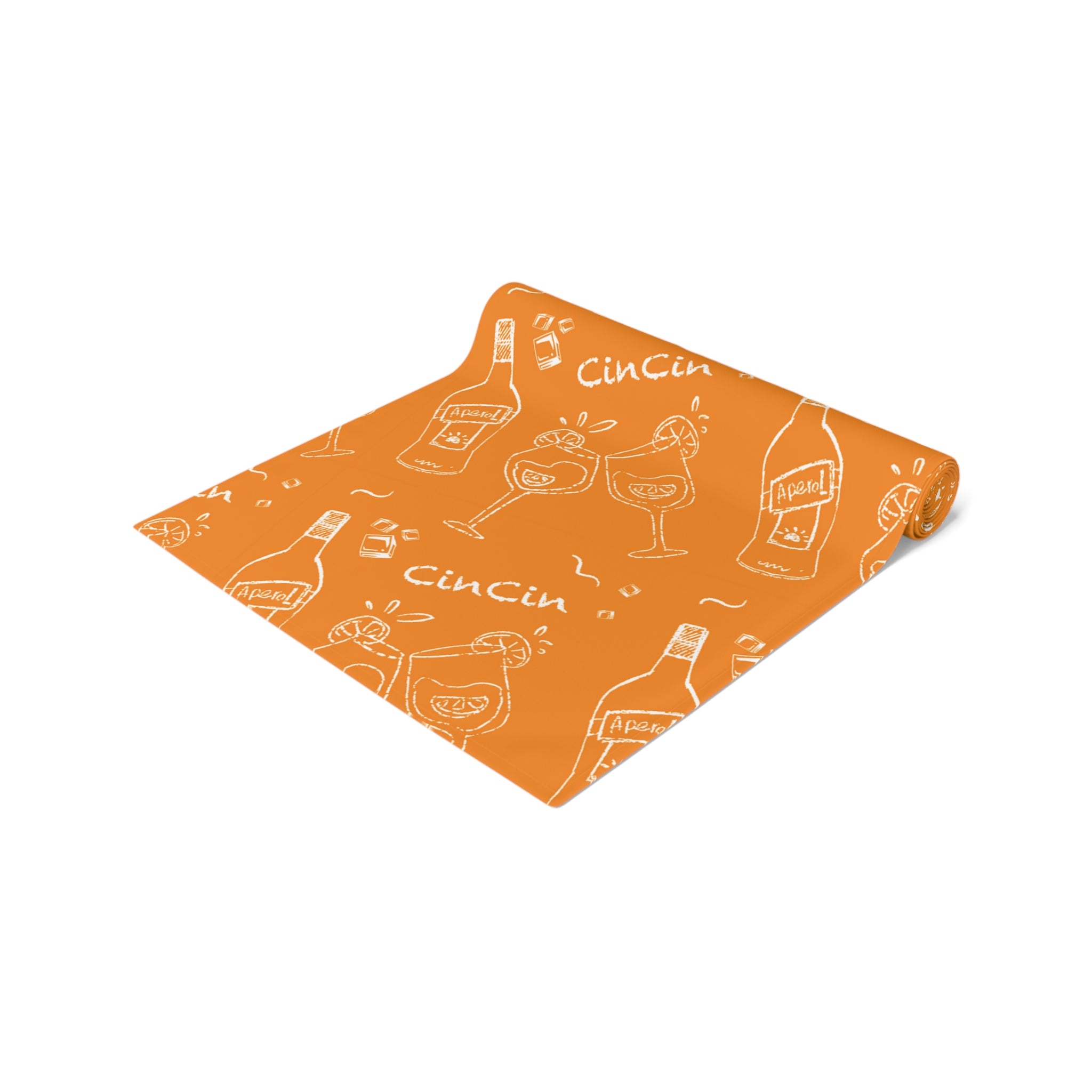Cin Cin Spritz Table Runner — Orange Citrus Cocktail Pattern
