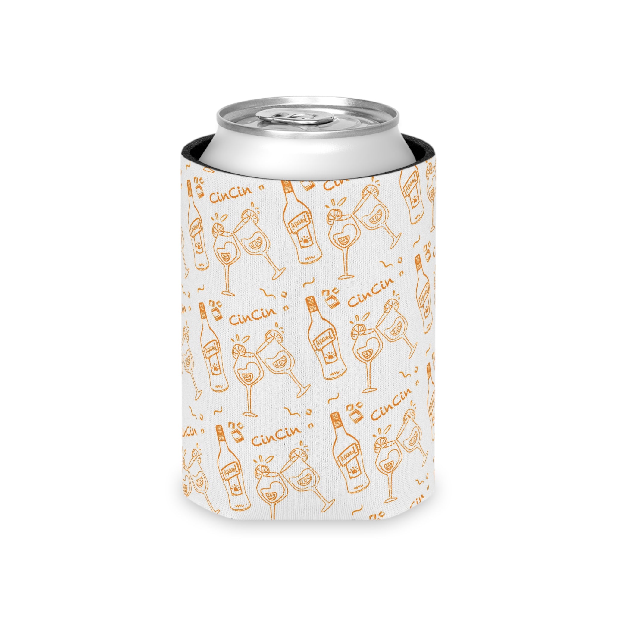 Cin Cin White Collection Can Cooler – White and Orange Aperol Inspired Design