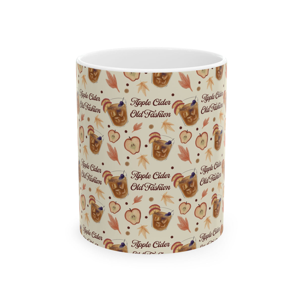 Apple Cider Old Fashioned 11oz Coffee Mug — Beige Apple Cider Collection Inspired Design