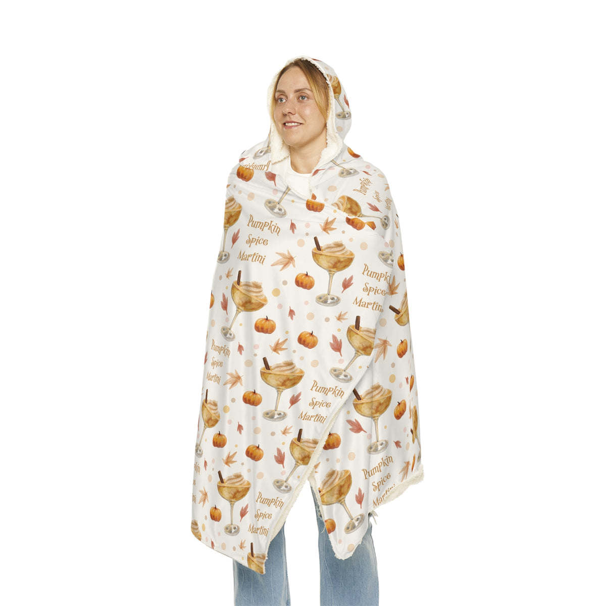 Pumpkin Spice Martini Hooded Throw Blanket — White Pumpkin Collection Inspired Design