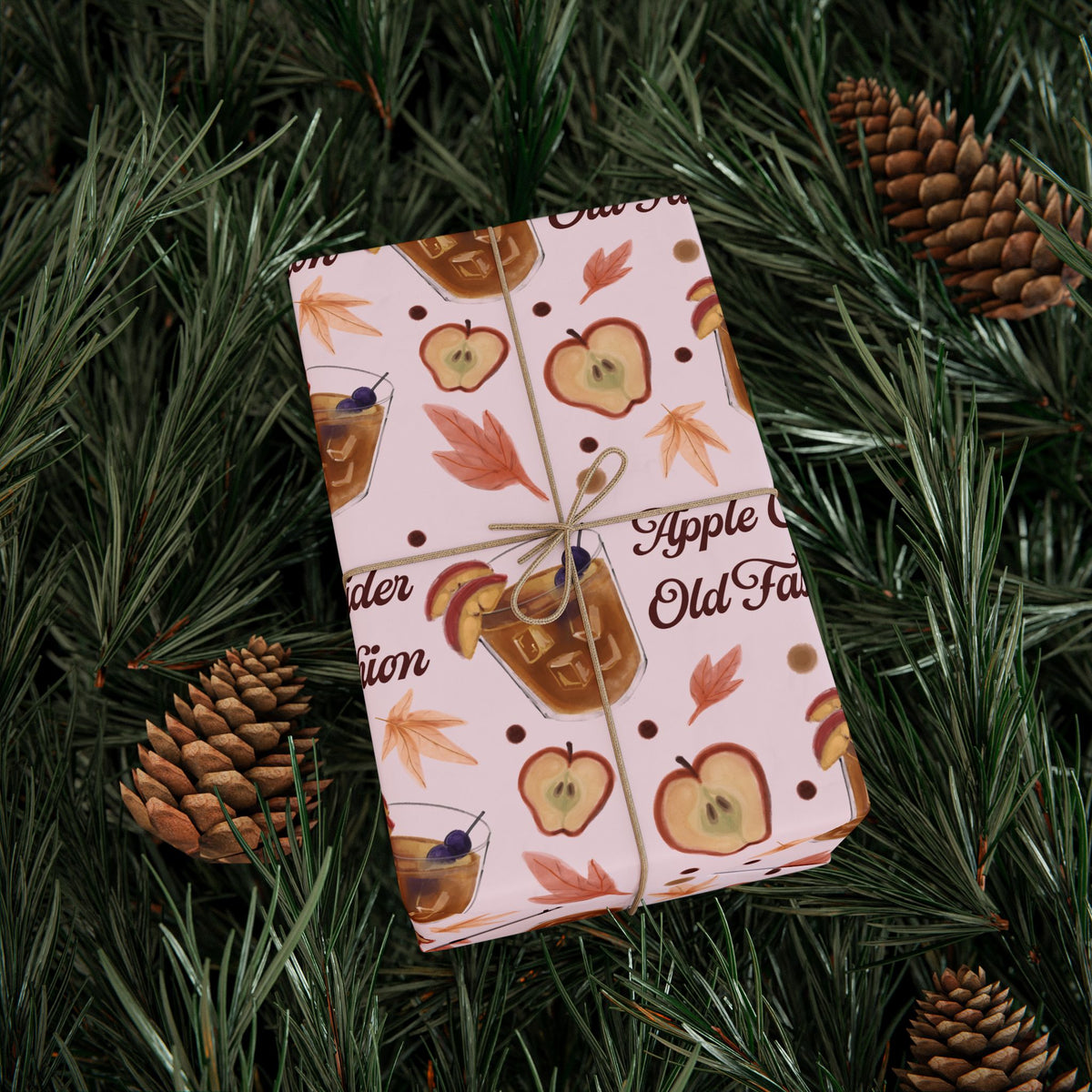 Apple Cider Old Fashioned Wrapping Paper Roll — Light Pink Apple Cider Collection Inspired Design