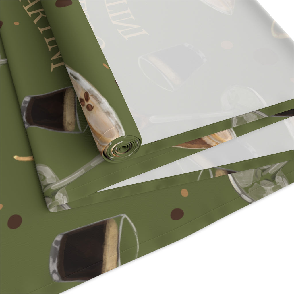 Espresso Martini Table Runner — Olive Green Espresso Collection Inspired Design