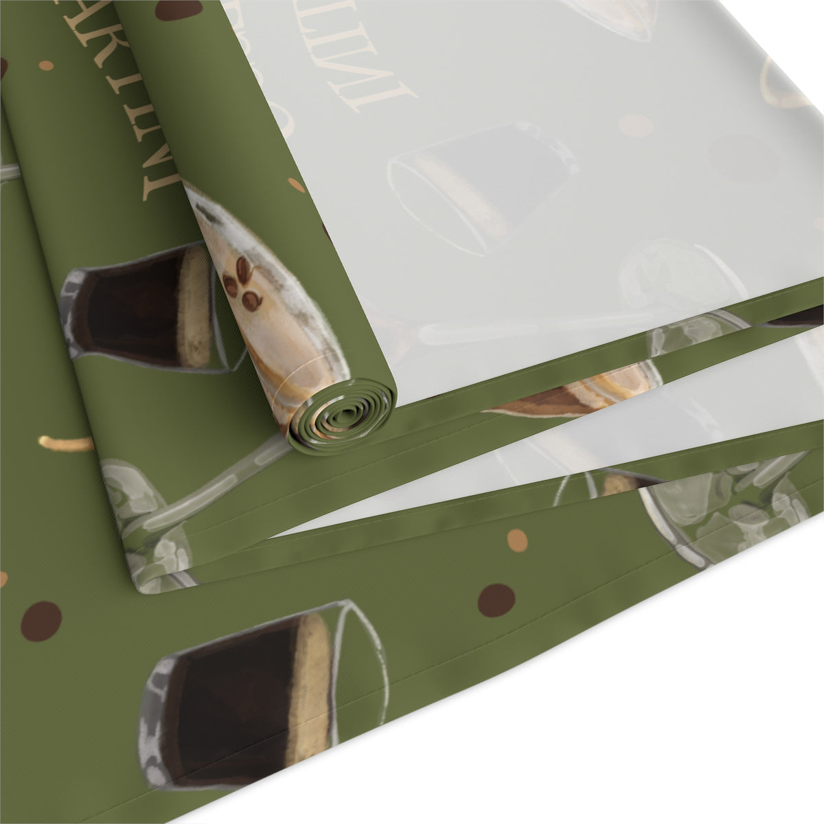 Espresso Martini Table Runner — Olive Green Espresso Collection Inspired Design