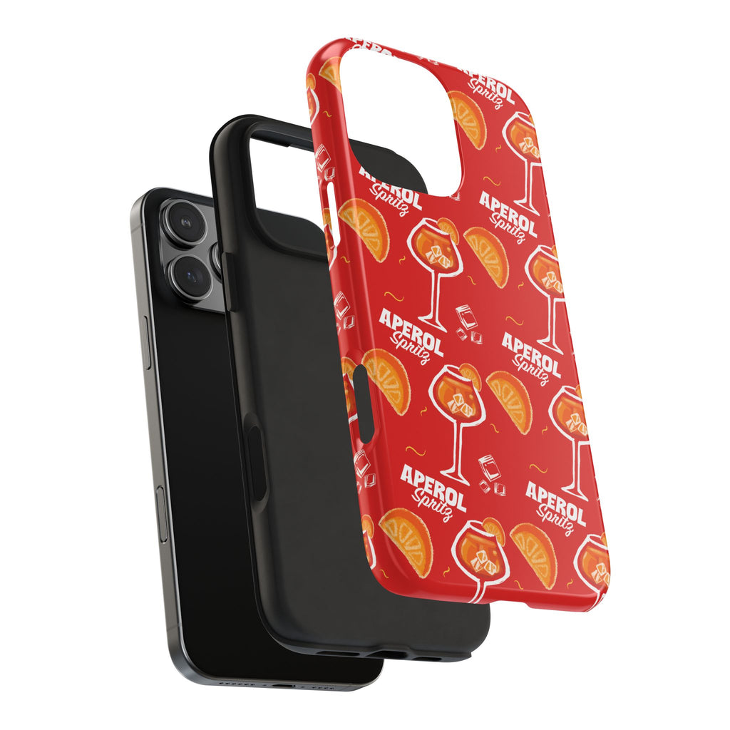 Aperol Spritz Tough Phone Case — Red Cocktail Pattern Protective Cover