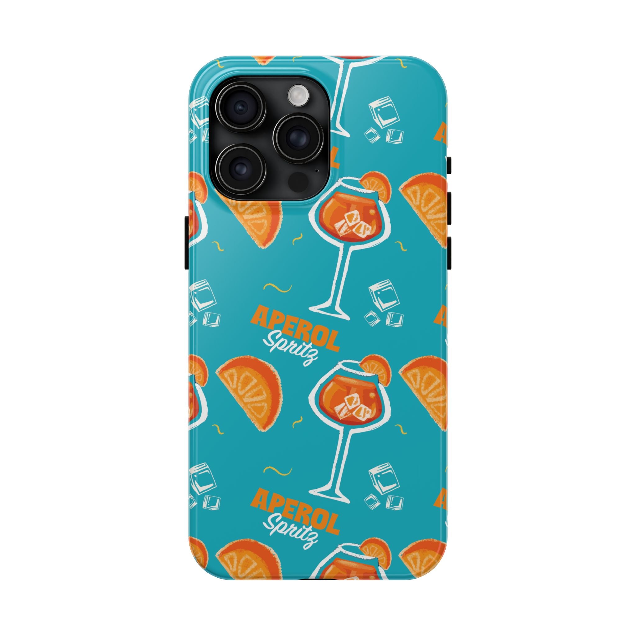 Aperol Spritz Tough Phone Case — Turquoise Cocktail Pattern Protective Cover