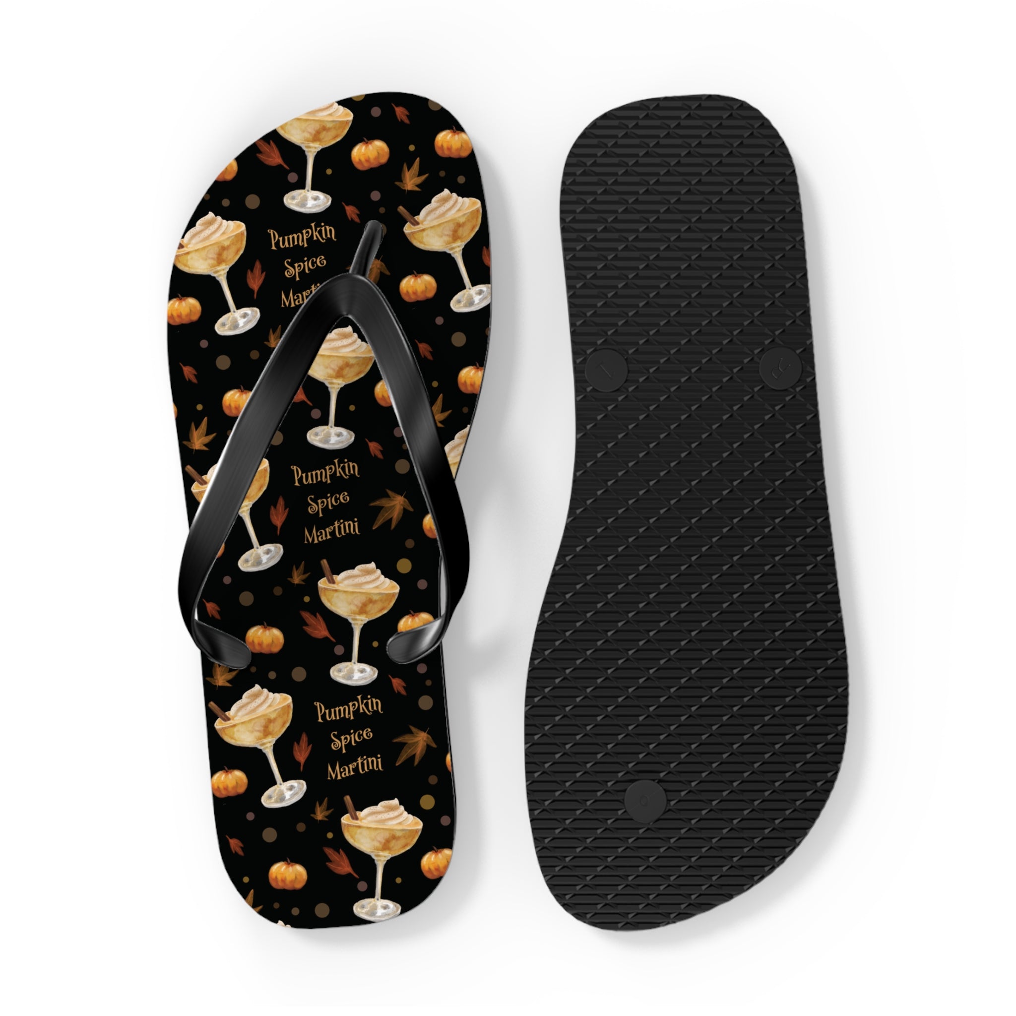 Pumpkin Spice Martini Flip Flops — Black Pumpkin Collection Inspired Design