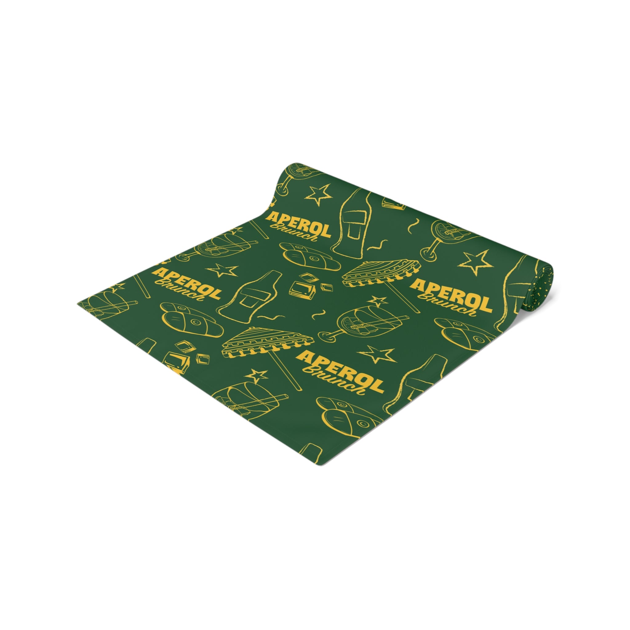 Aperol Brunch Table Runner — Green Citrus Summer Decor