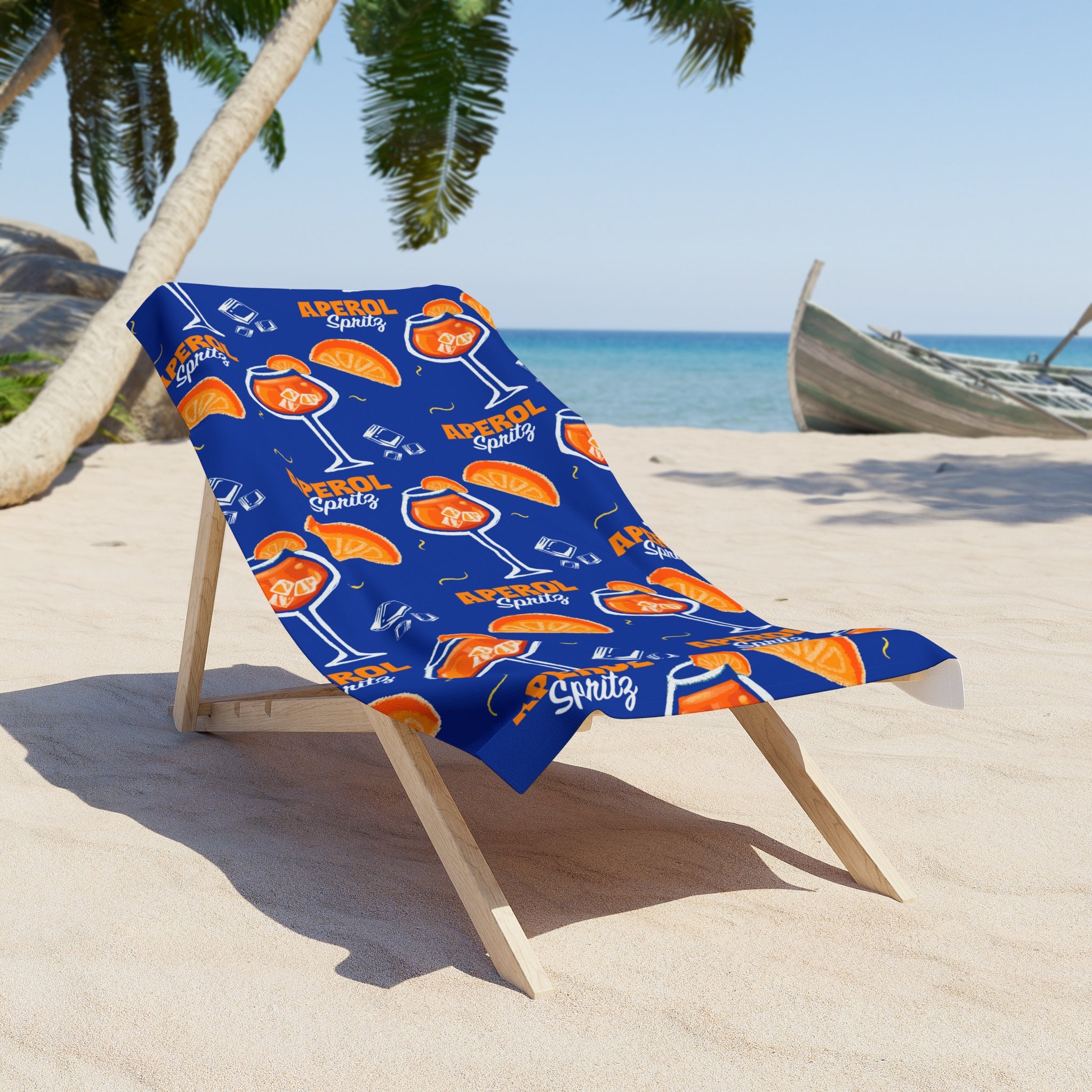Aperol Spritz Pattern Beach Towel — Citrus Summer Towel