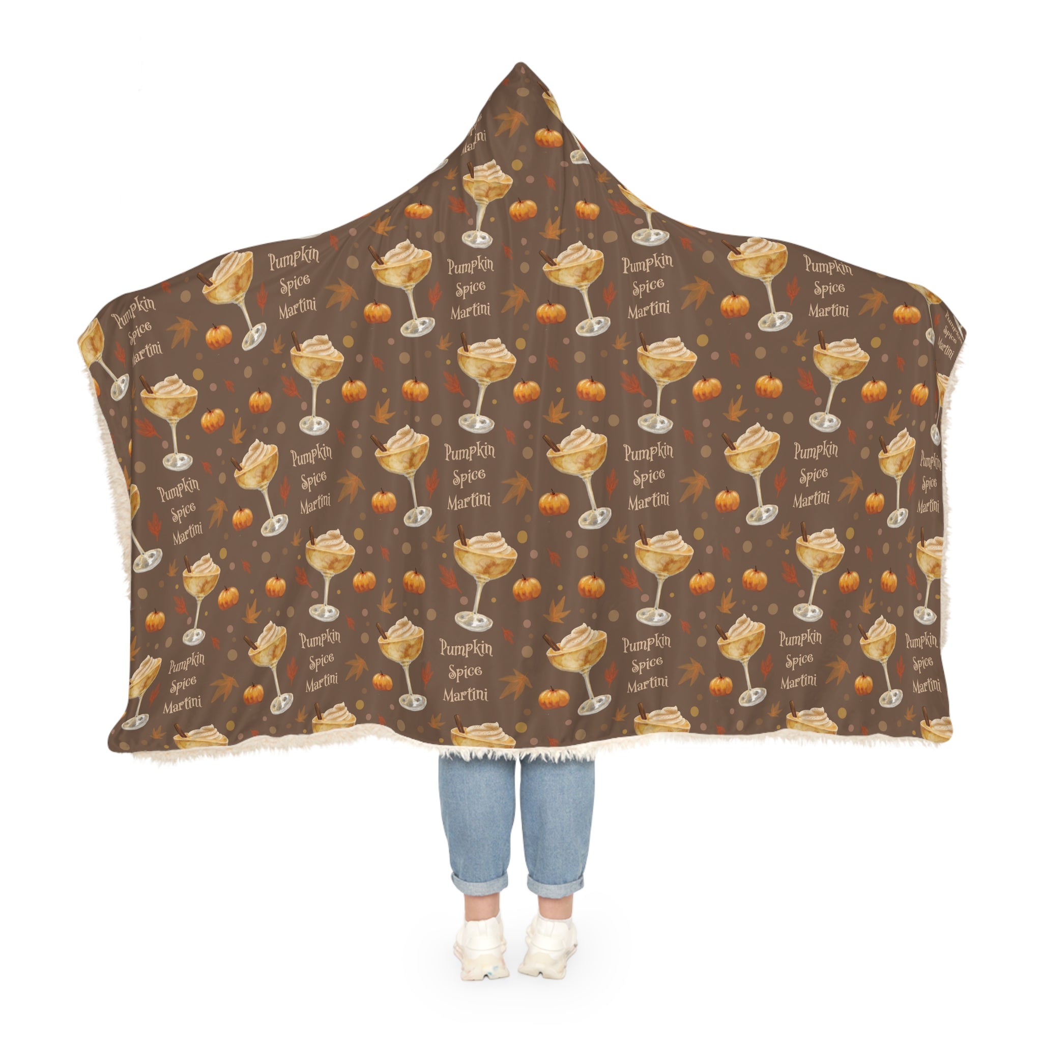 Pumpkin Spice Martini Hooded Throw Blanket — Brown Pumpkin Collection Inspired Design