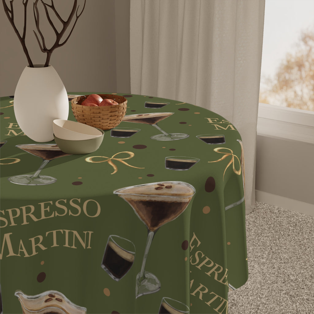 Espresso Martini Tablecloth – Olive Green Espresso Collection Inspired Design